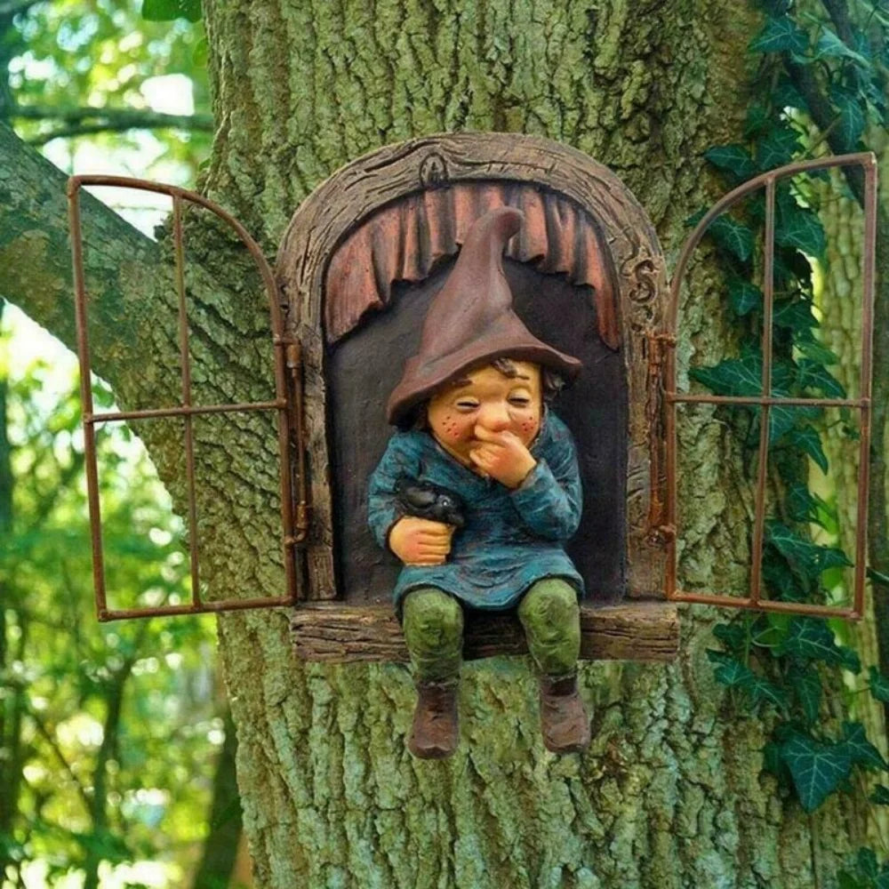 Nordspur | Treewhim Whimsical Elf Hugging Tree Statue