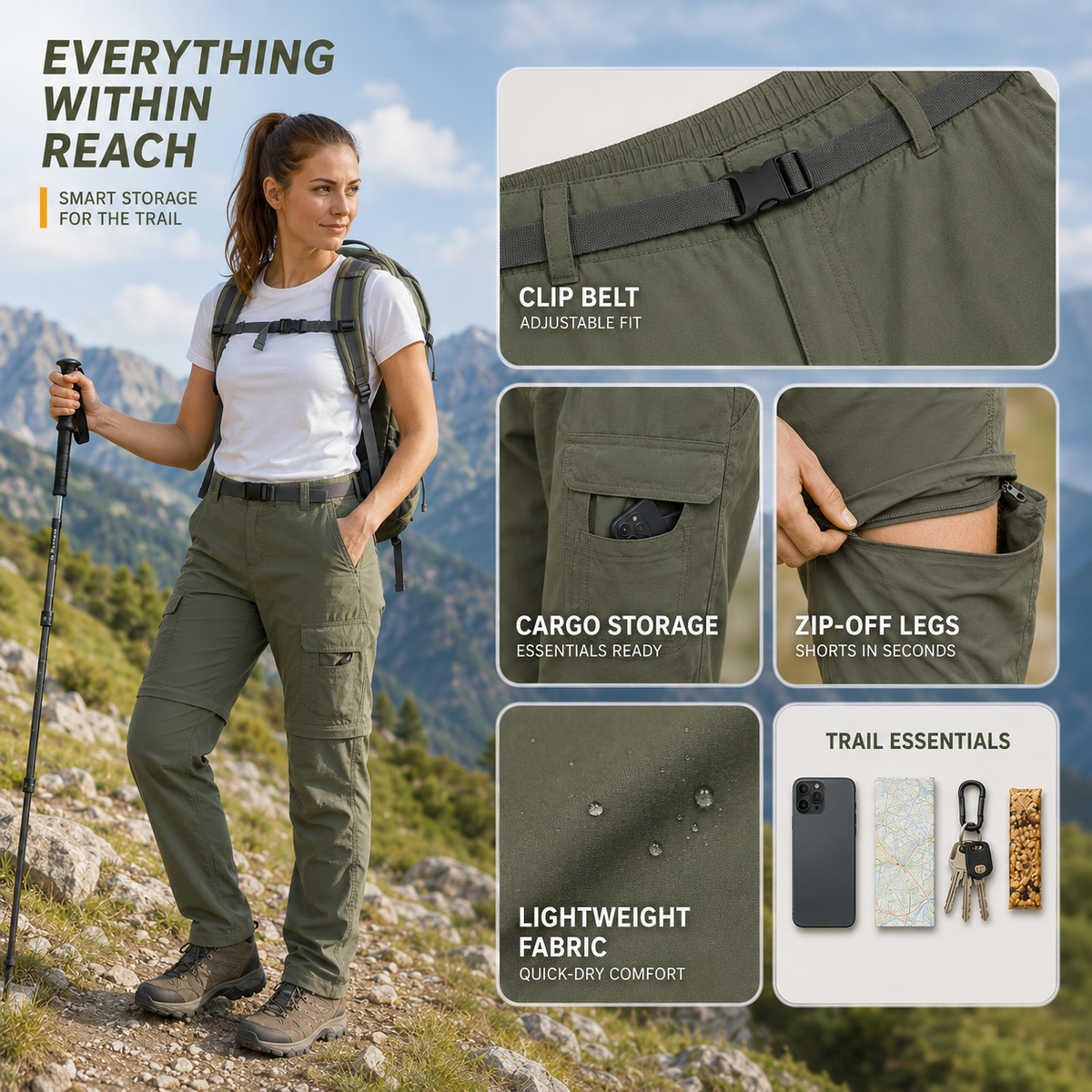 Nordspur | Treklite Convertible Zip-Off Cargo Hiking Trousers