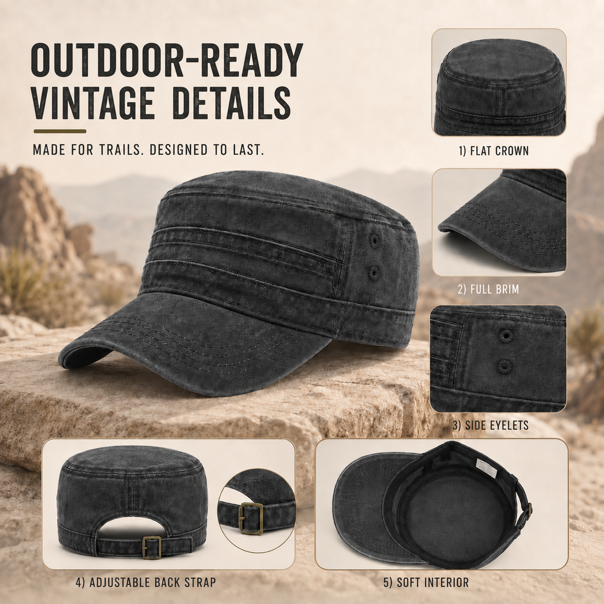 Nordspur | Troopvex Washed Flat-Top Military Cap