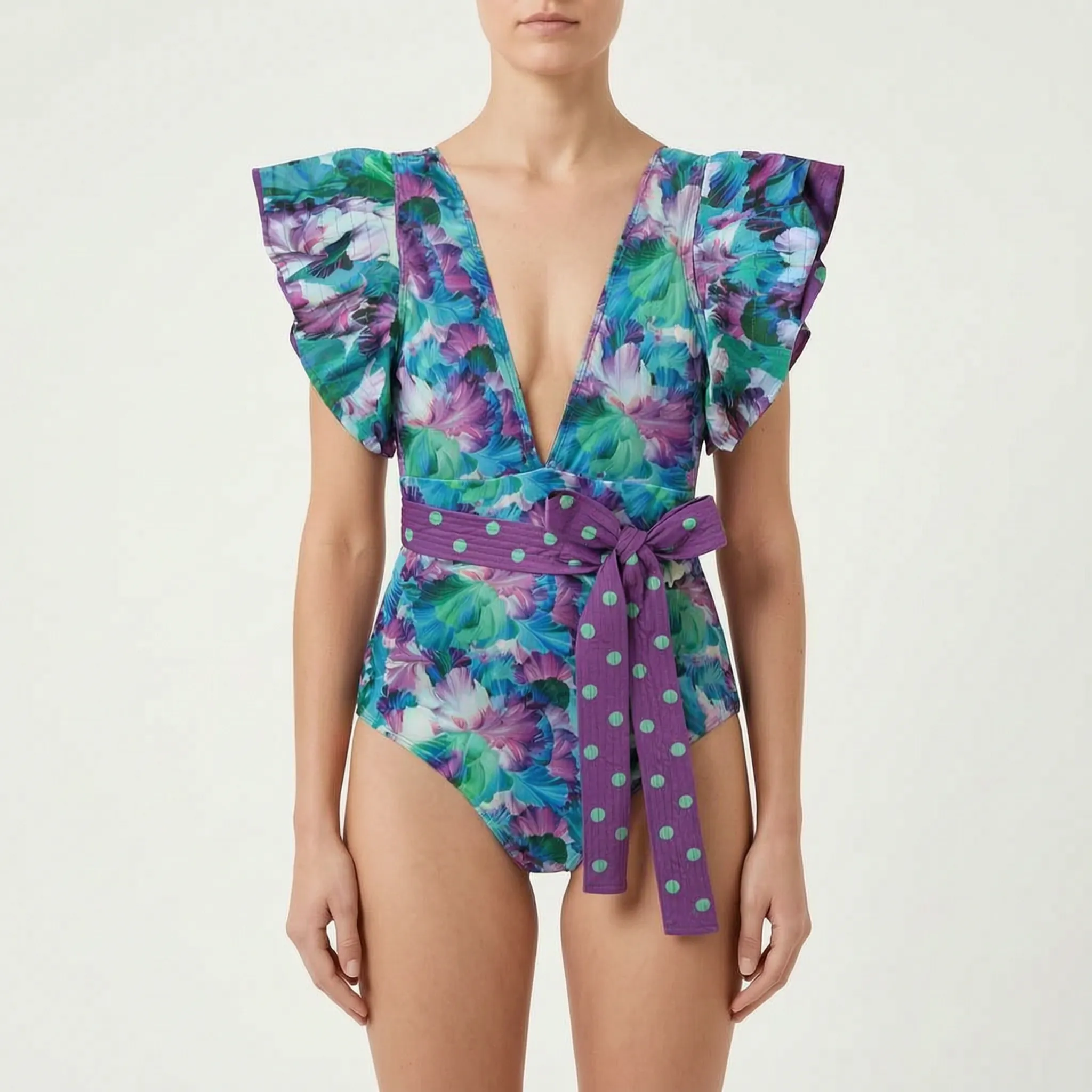 Nordspur | Tropicove Tropical Print Ruffled One-Piece Swimsuit