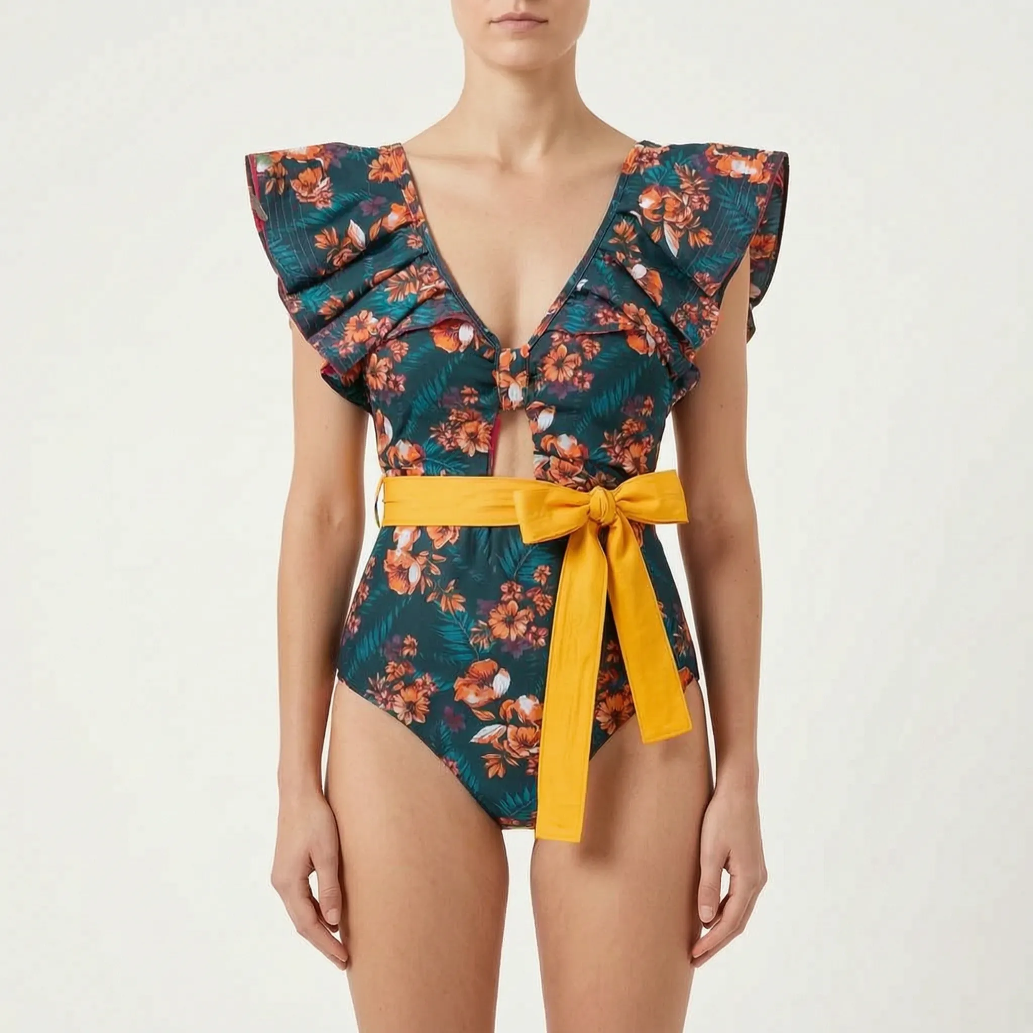 Nordspur | Tropicove Tropical Print Ruffled One-Piece Swimsuit