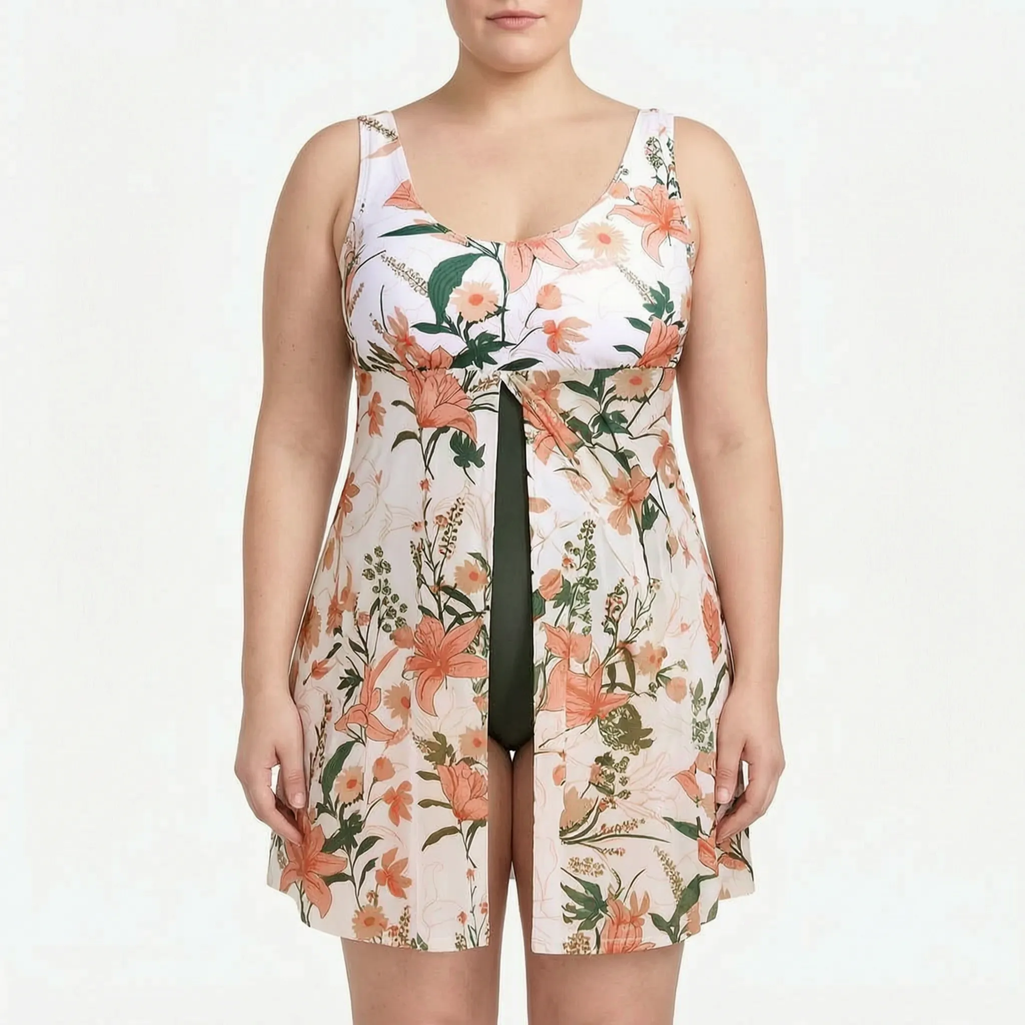 Nordspur | Tropise Plus Size Botanical Skirted Swimsuit