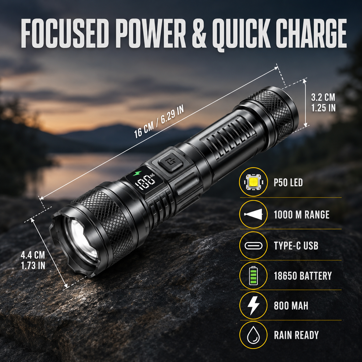Nordspur | Vantorix High Power Rechargeable Flashlight