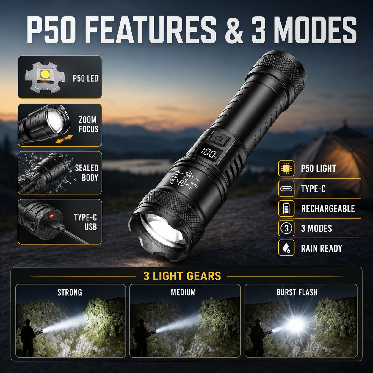 Nordspur | Vantorix High Power Rechargeable Flashlight