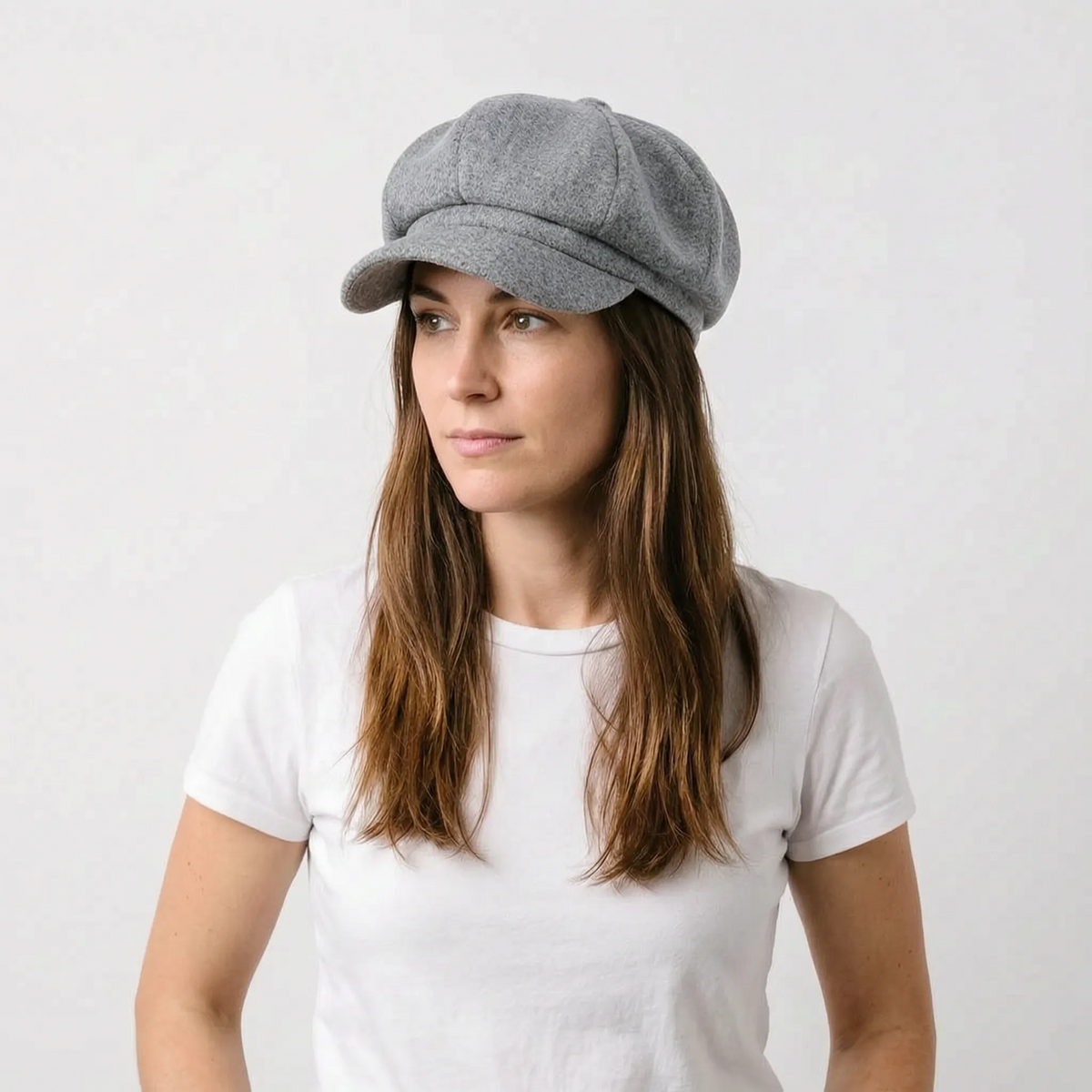 Classic beret with visor solid colour dense woven material
