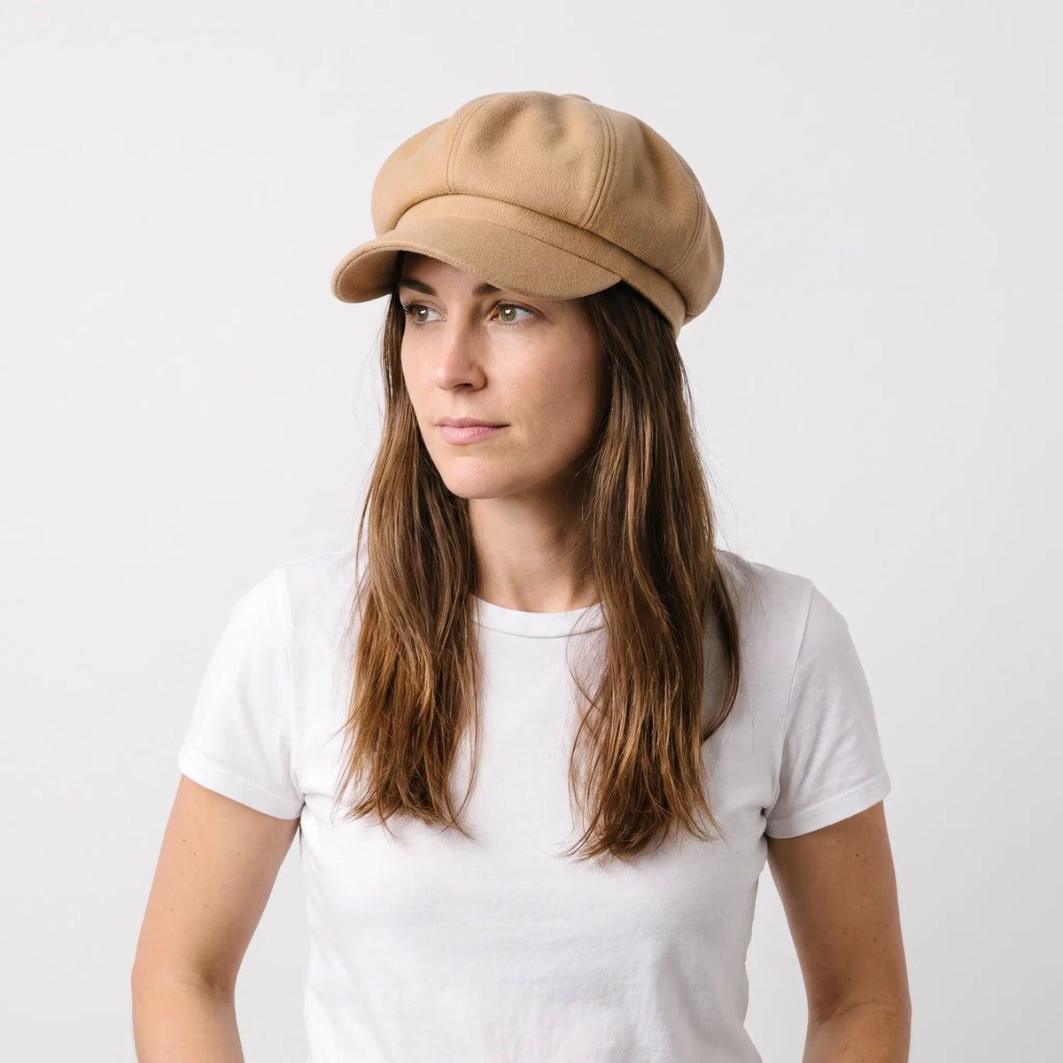 Classic beret with visor solid colour dense woven material
