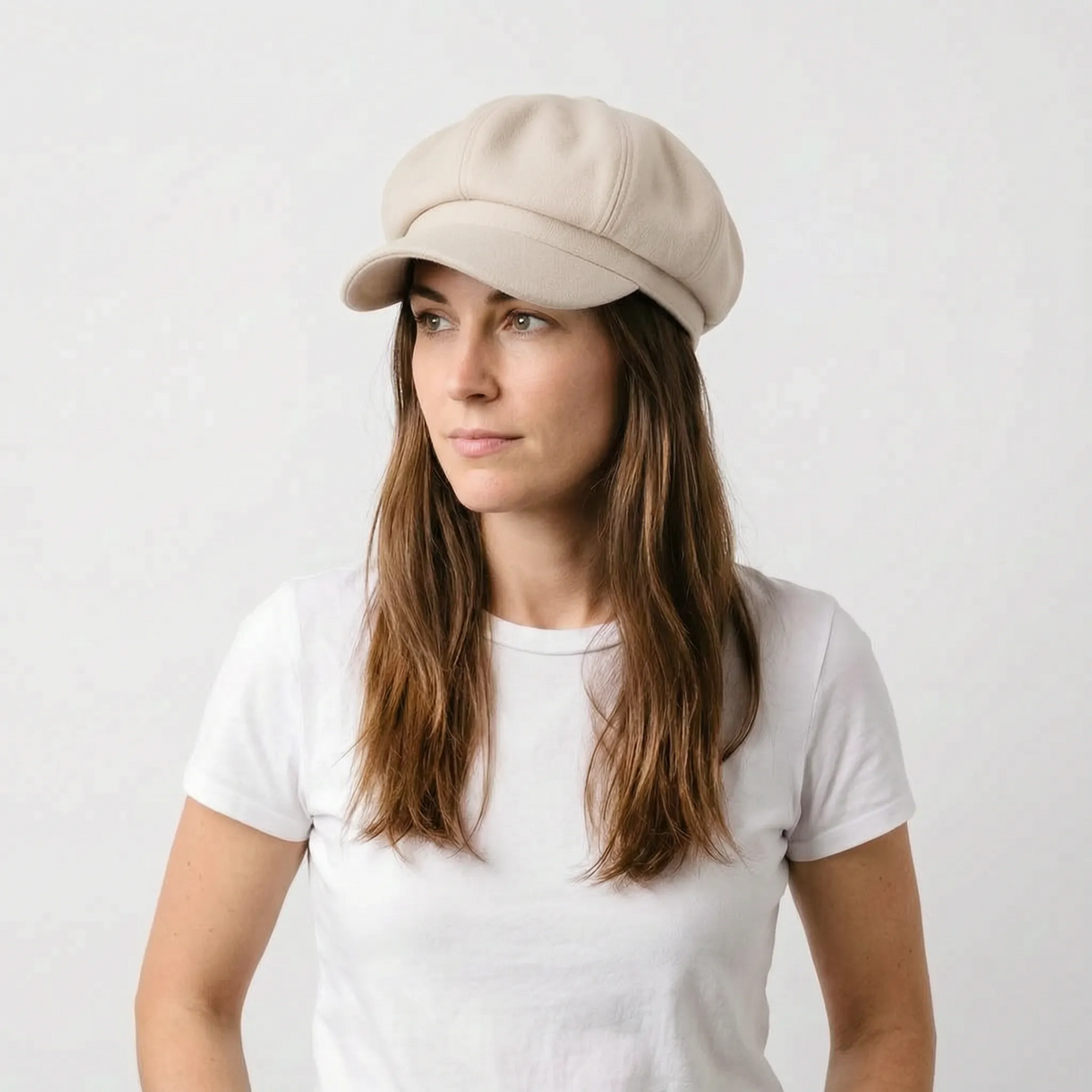 Classic beret with visor solid colour dense woven material