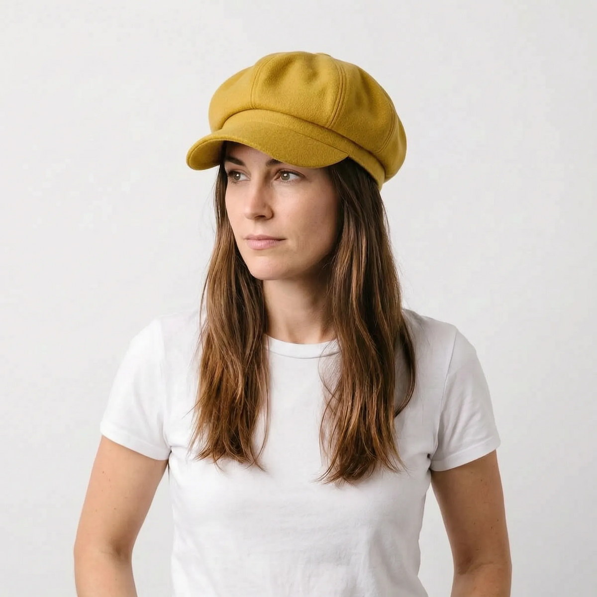 Classic beret with visor solid colour dense woven material
