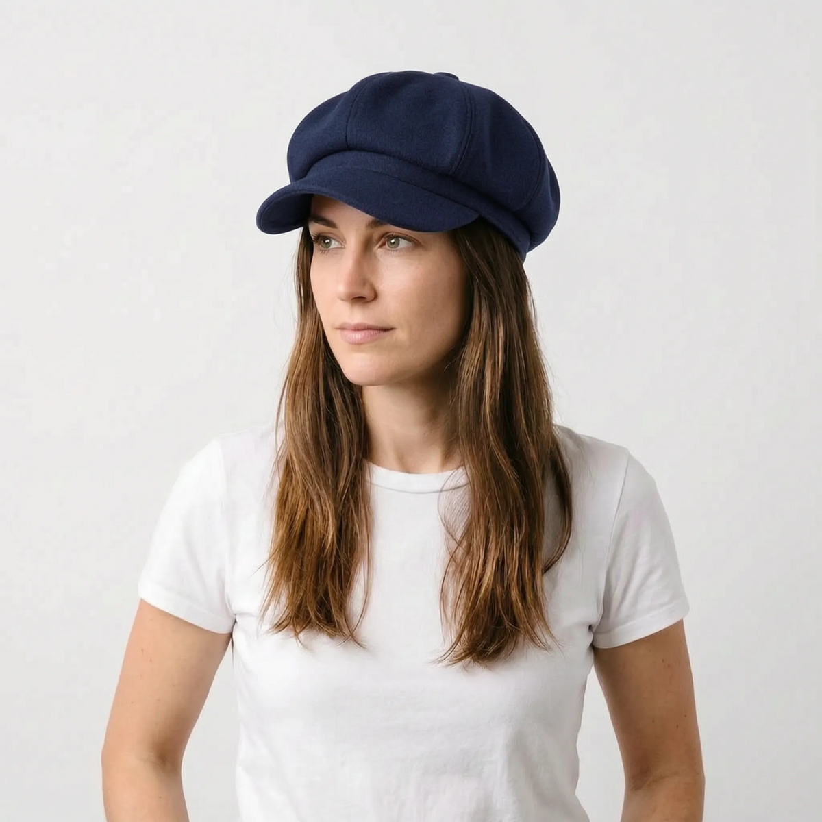 Classic beret with visor solid colour dense woven material