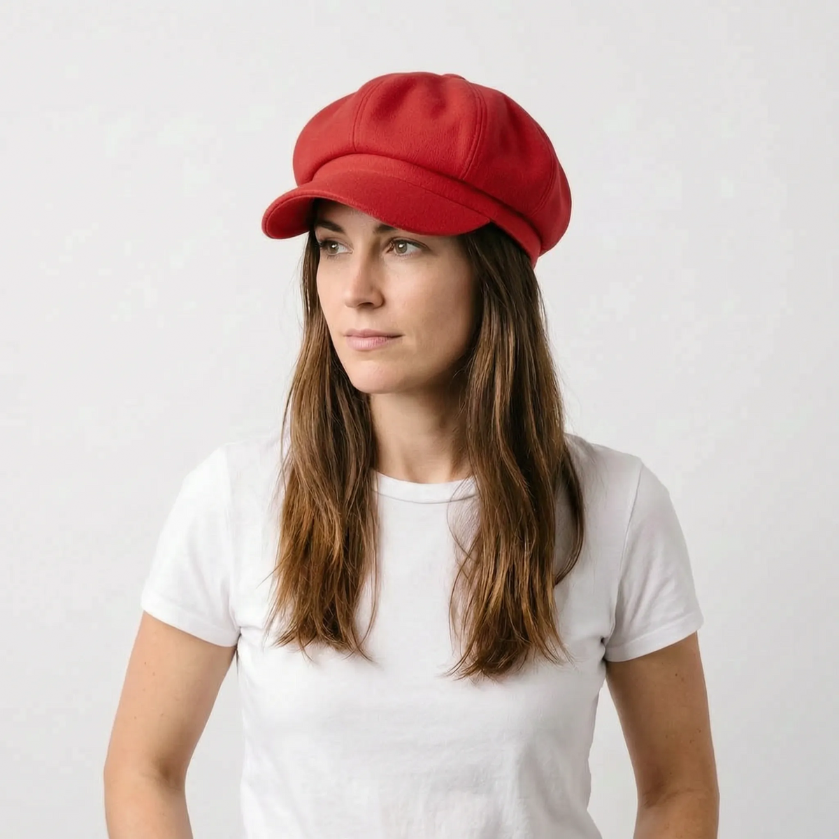 Classic beret with visor solid colour dense woven material