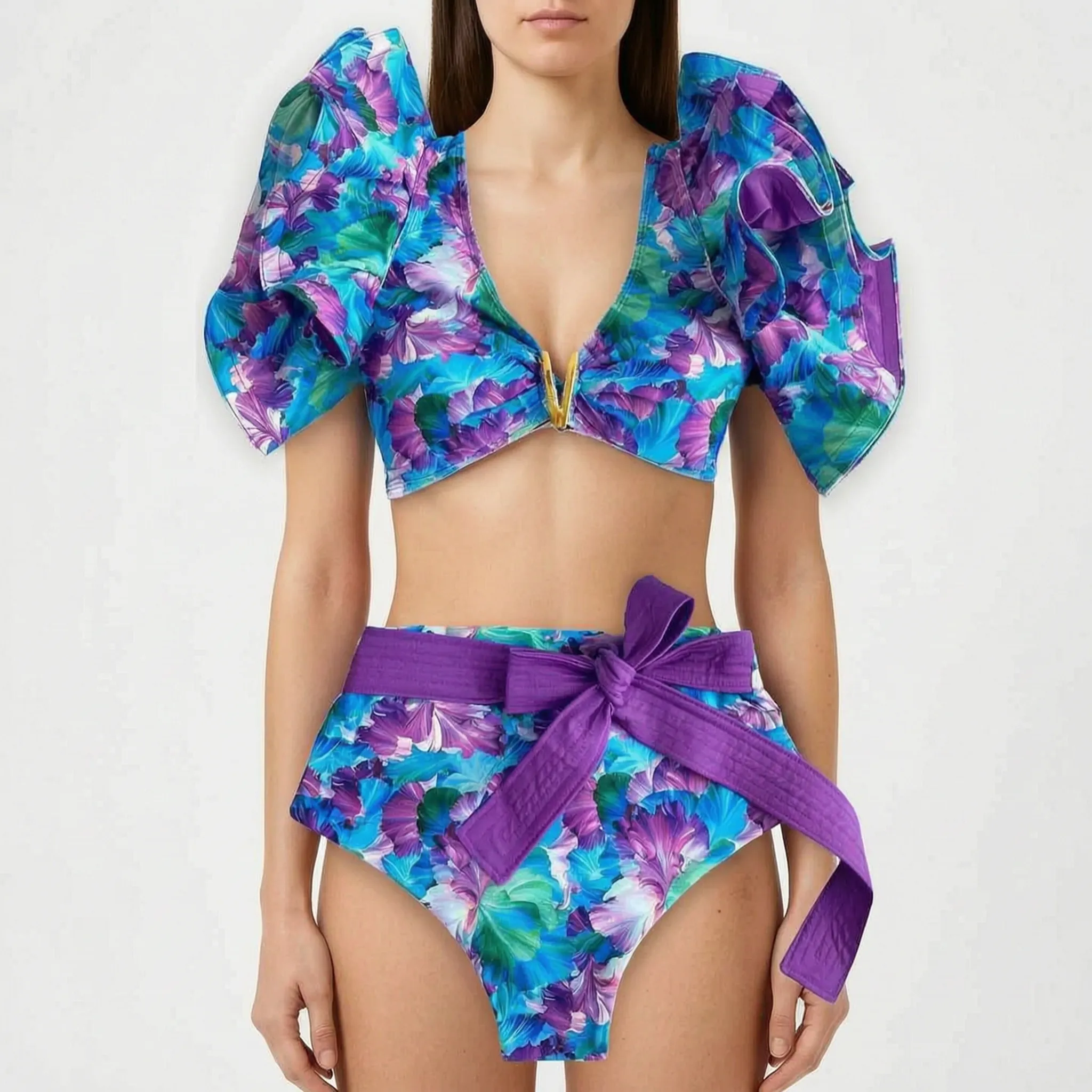 Nordspur | Veliura Ruffled High Waisted Bikini Set