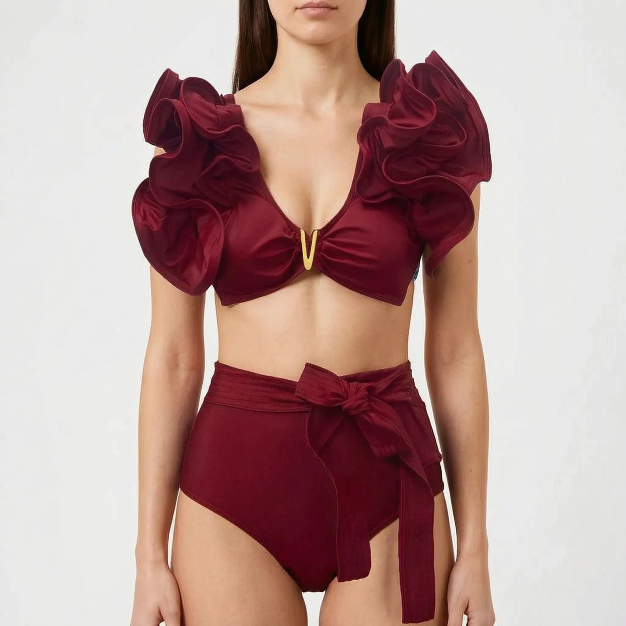 Nordspur | Veliura Ruffled High Waisted Bikini Set