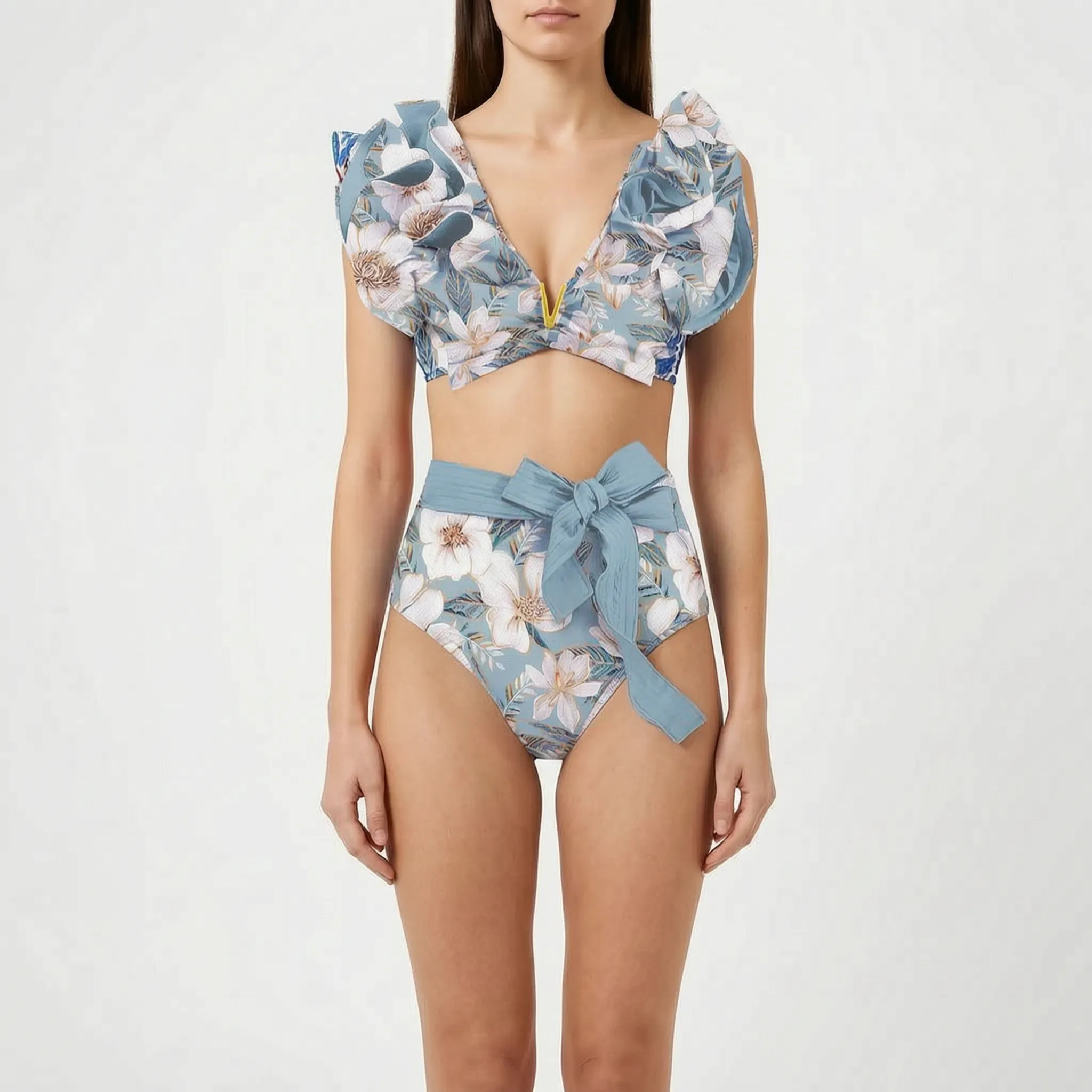 Nordspur | Veliura Ruffled High Waisted Bikini Set