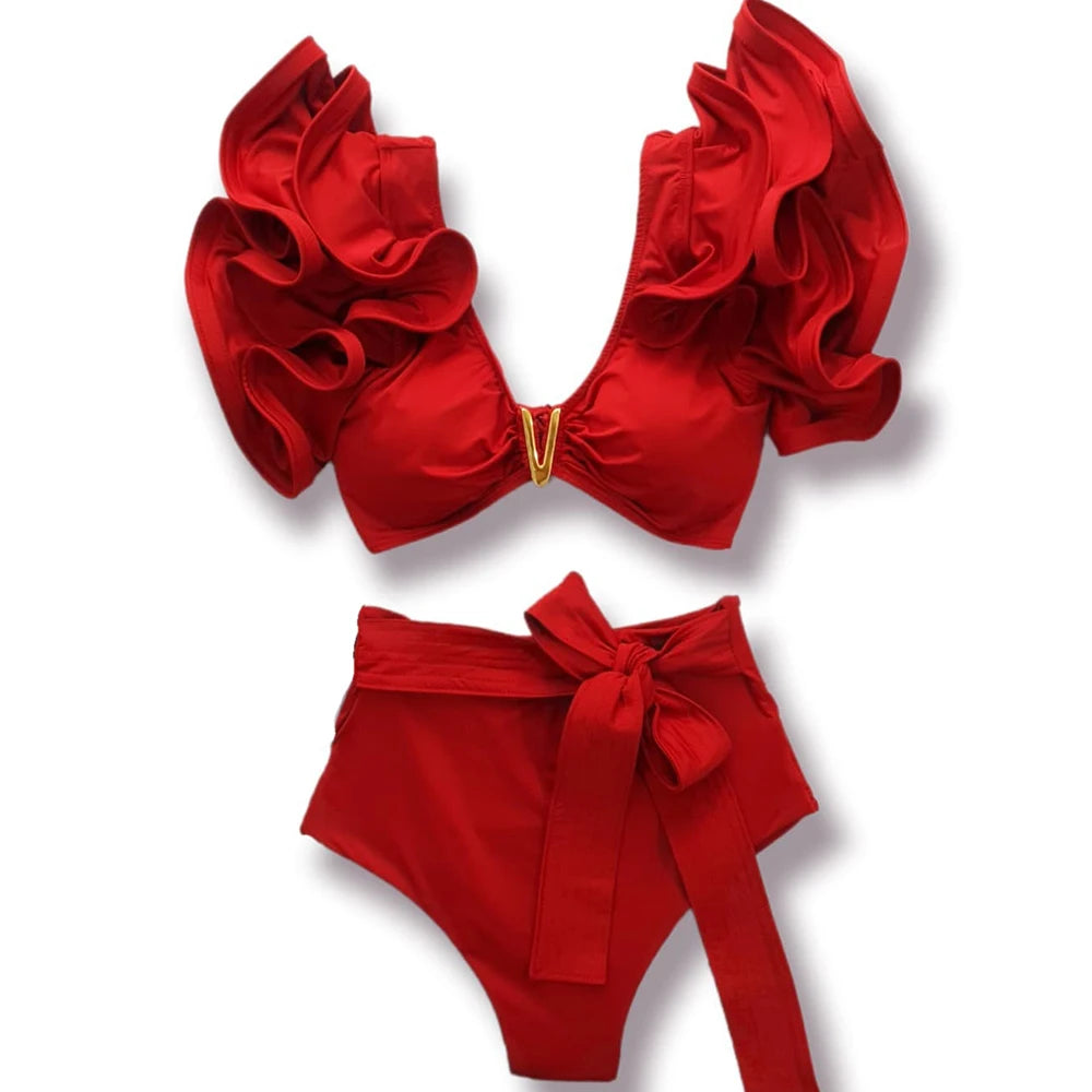 Nordspur | Veliura Ruffled High Waisted Bikini Set