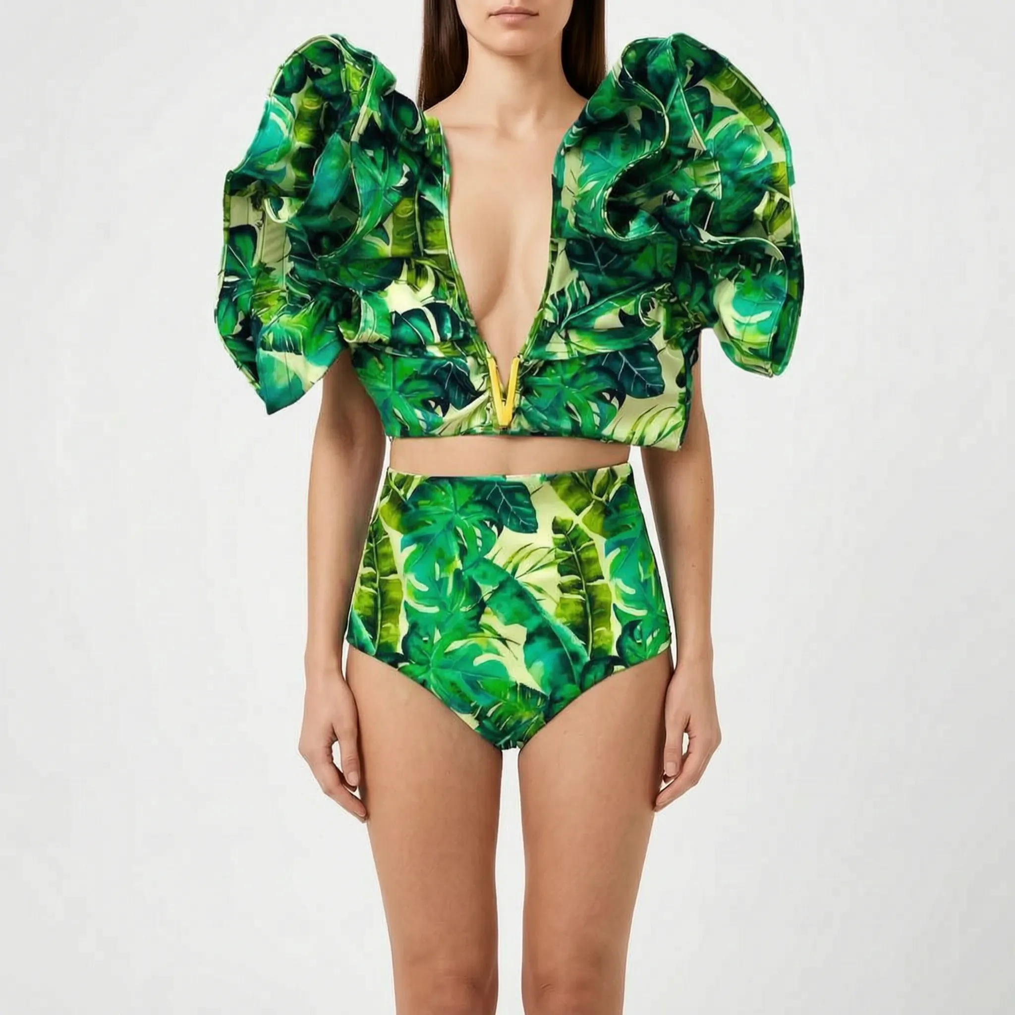 Nordspur | Veliura Ruffled High Waisted Bikini Set