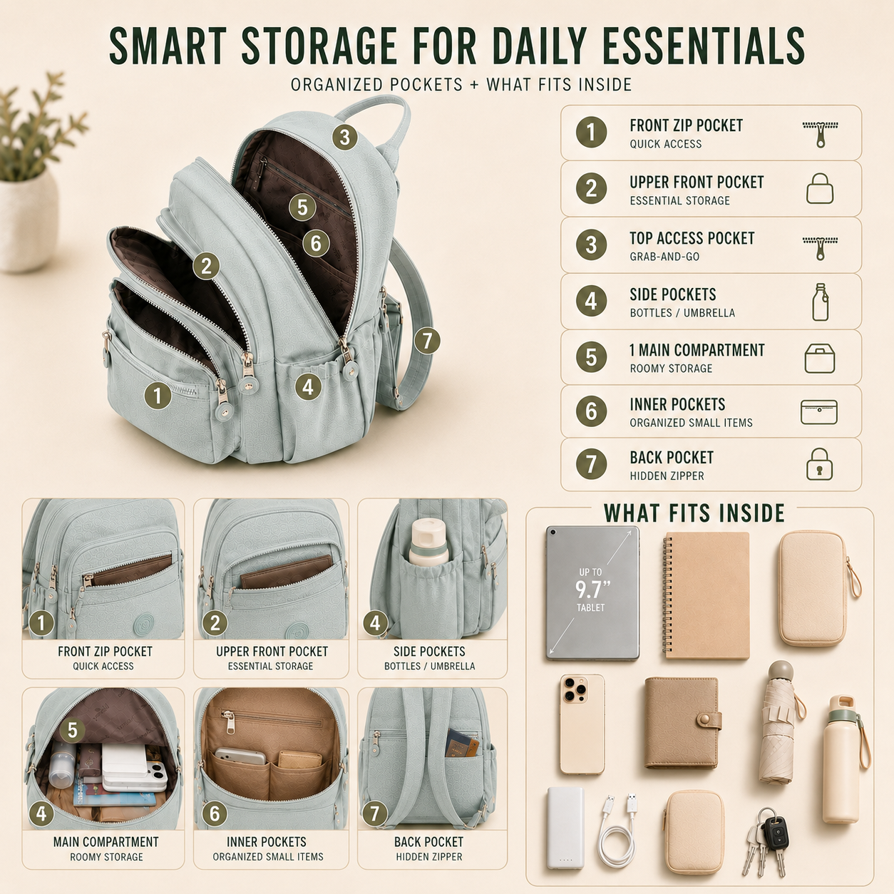 Nordspur | Vellora Casual Nylon Mini Backpack