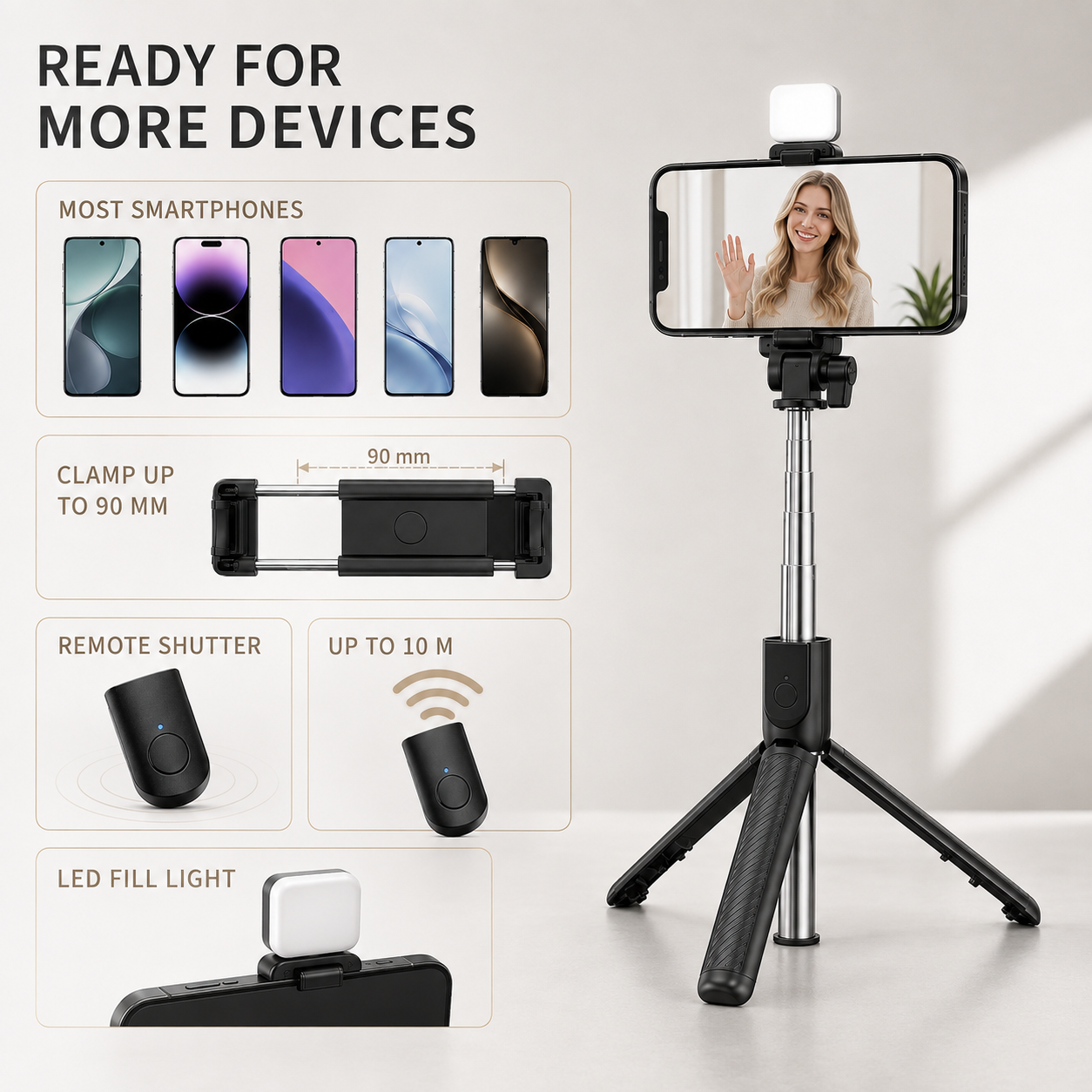 Nordspur | VeloGrip Retractable Selfie Stick Tripod