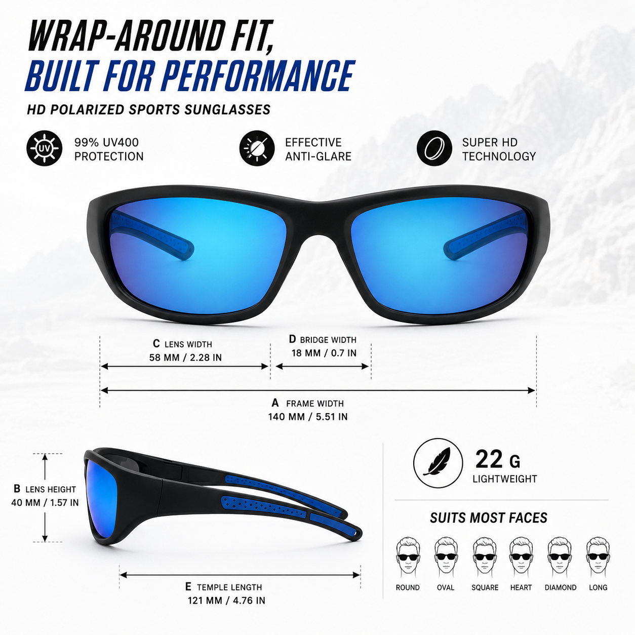 Nordspur | VeloShade Wrap-Around Men's Sports Sunglasses