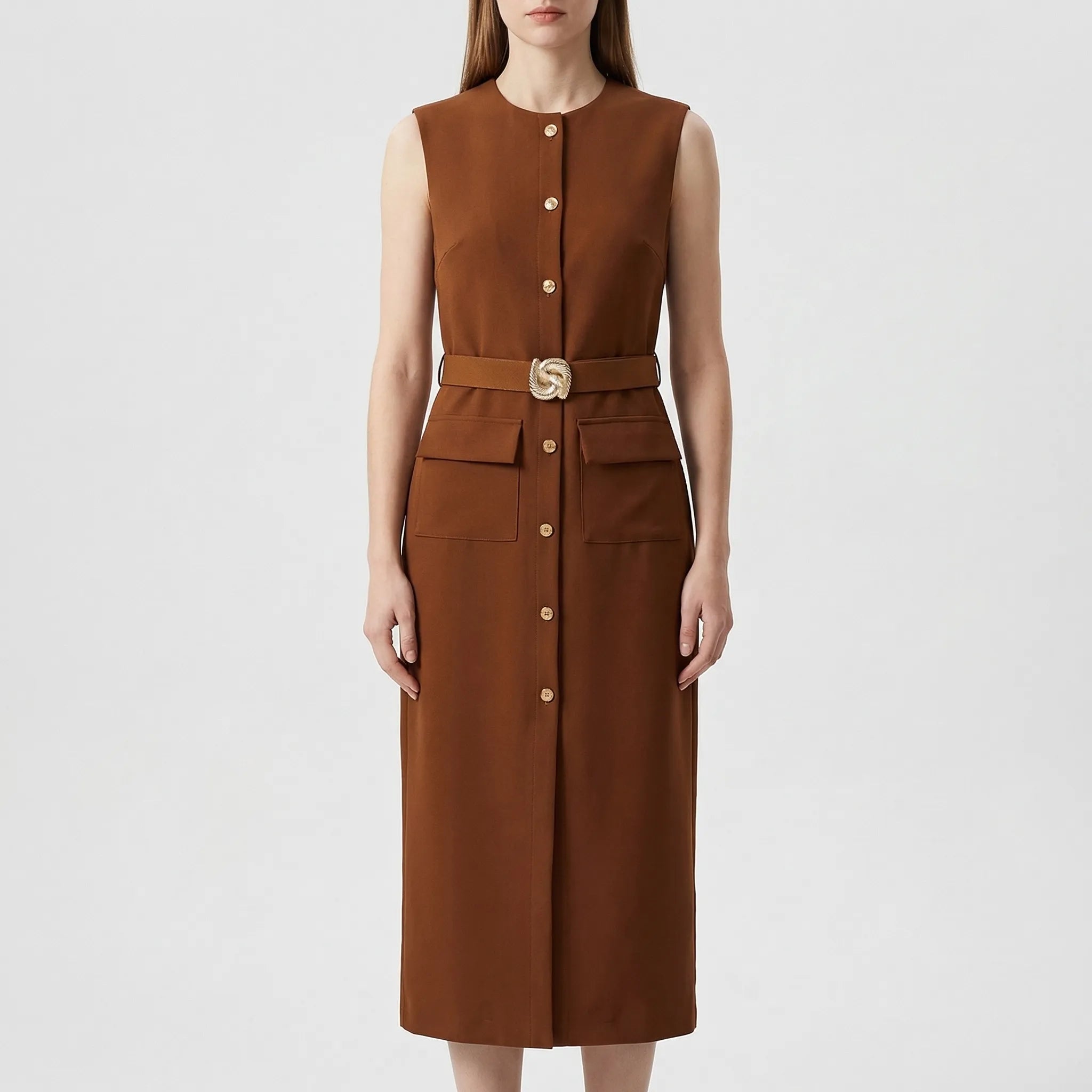 Nordspur | Veltara Sleeveless Belted Midi Dress