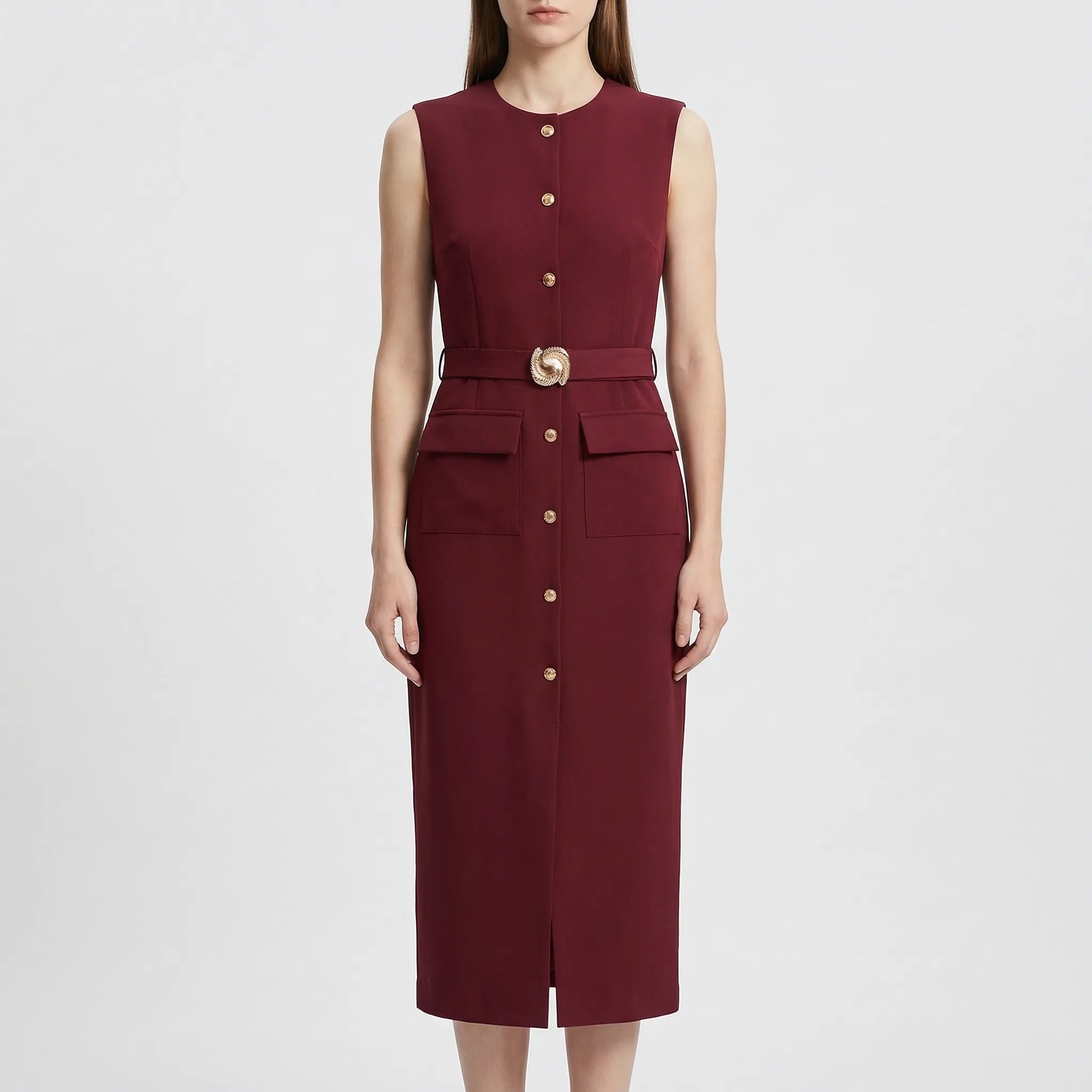 Nordspur | Veltara Sleeveless Belted Midi Dress