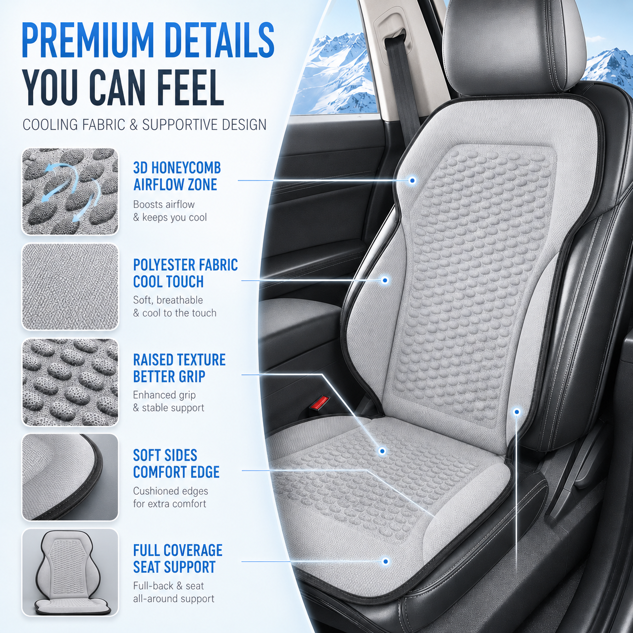 Nordspur | VentoRide Textured Breathable Car Seat Cushion