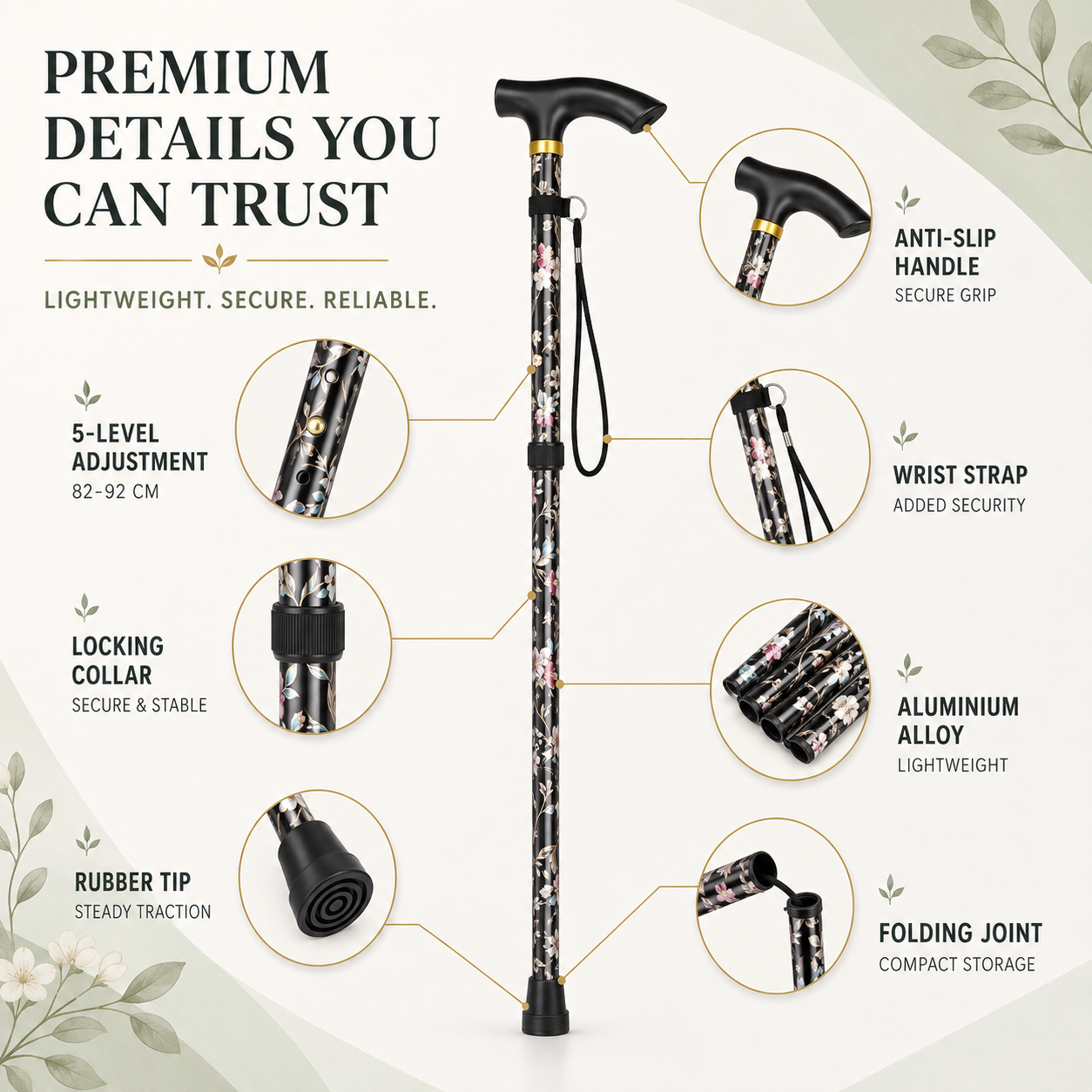 Nordspur | Vistrox Floral Fold Away Walking Stick