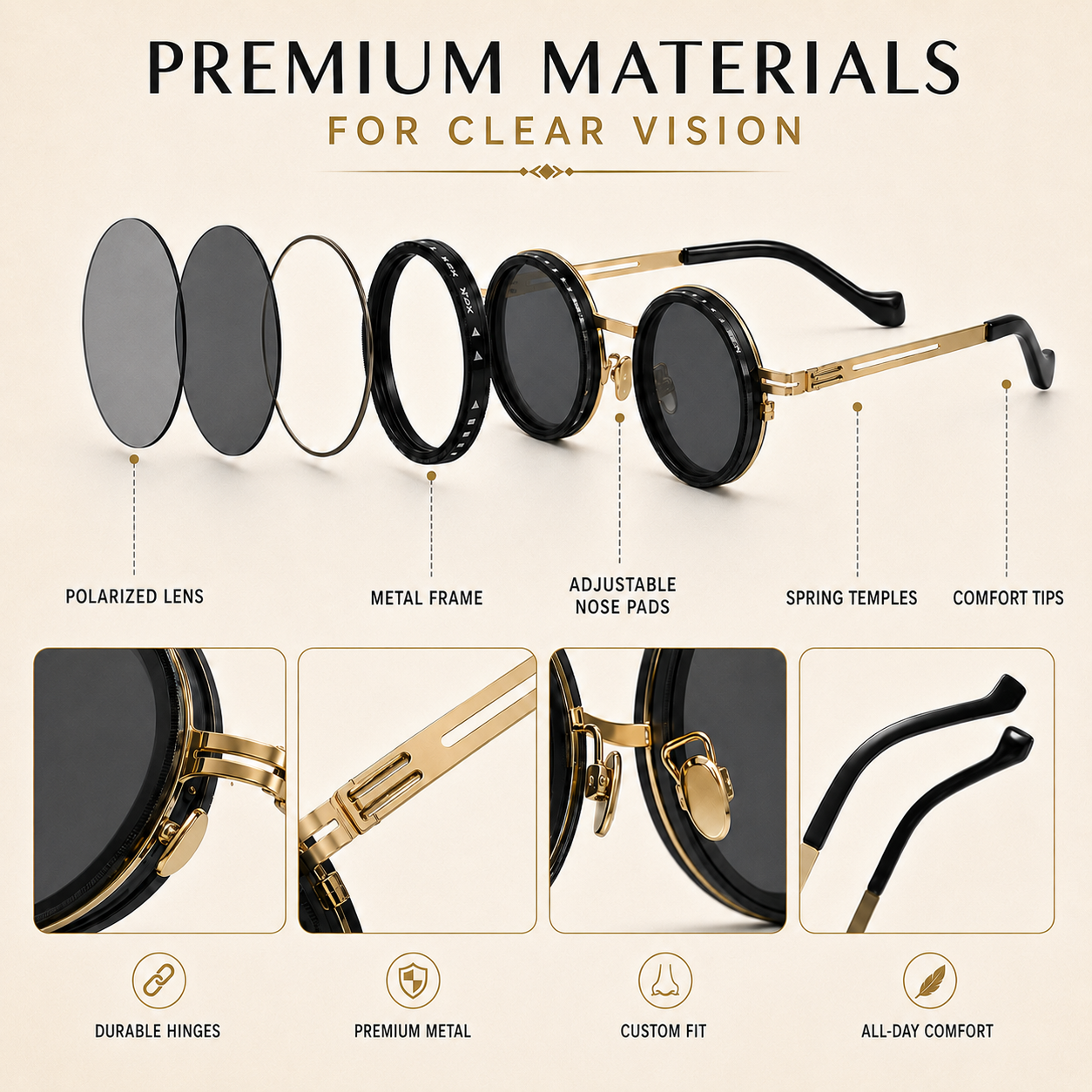 Nordspur | Vortexyn Round Punk Steampunk Dimming Sunglasses