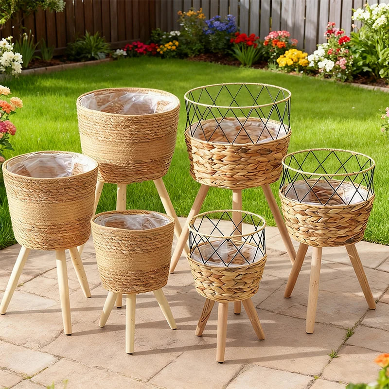Nordspur | Weavehold Floor-Standing Woven Basket Planter Stand