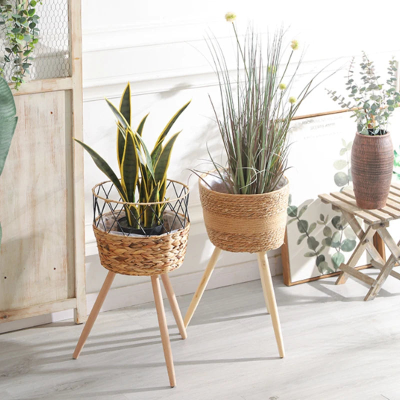 Nordspur | Weavehold Floor-Standing Woven Basket Planter Stand