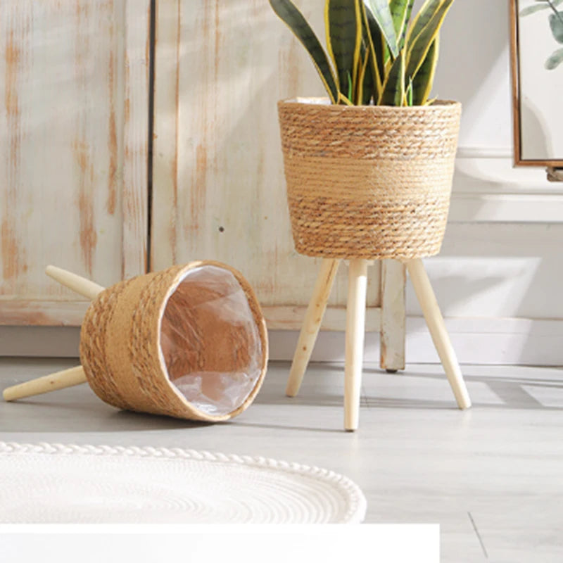 Nordspur | Weavehold Floor-Standing Woven Basket Planter Stand