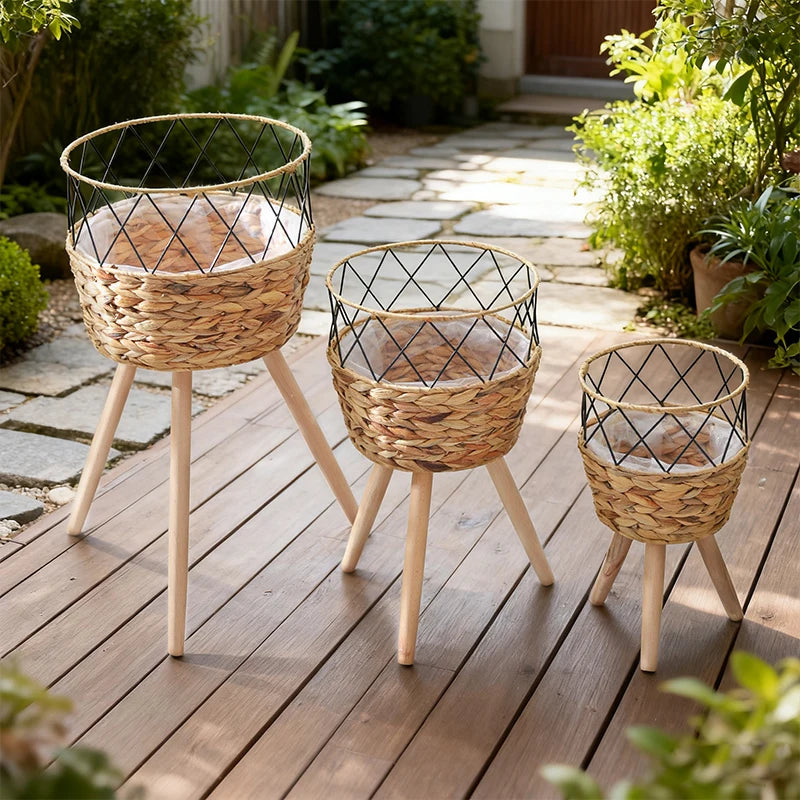 Nordspur | Weavehold Floor-Standing Woven Basket Planter Stand