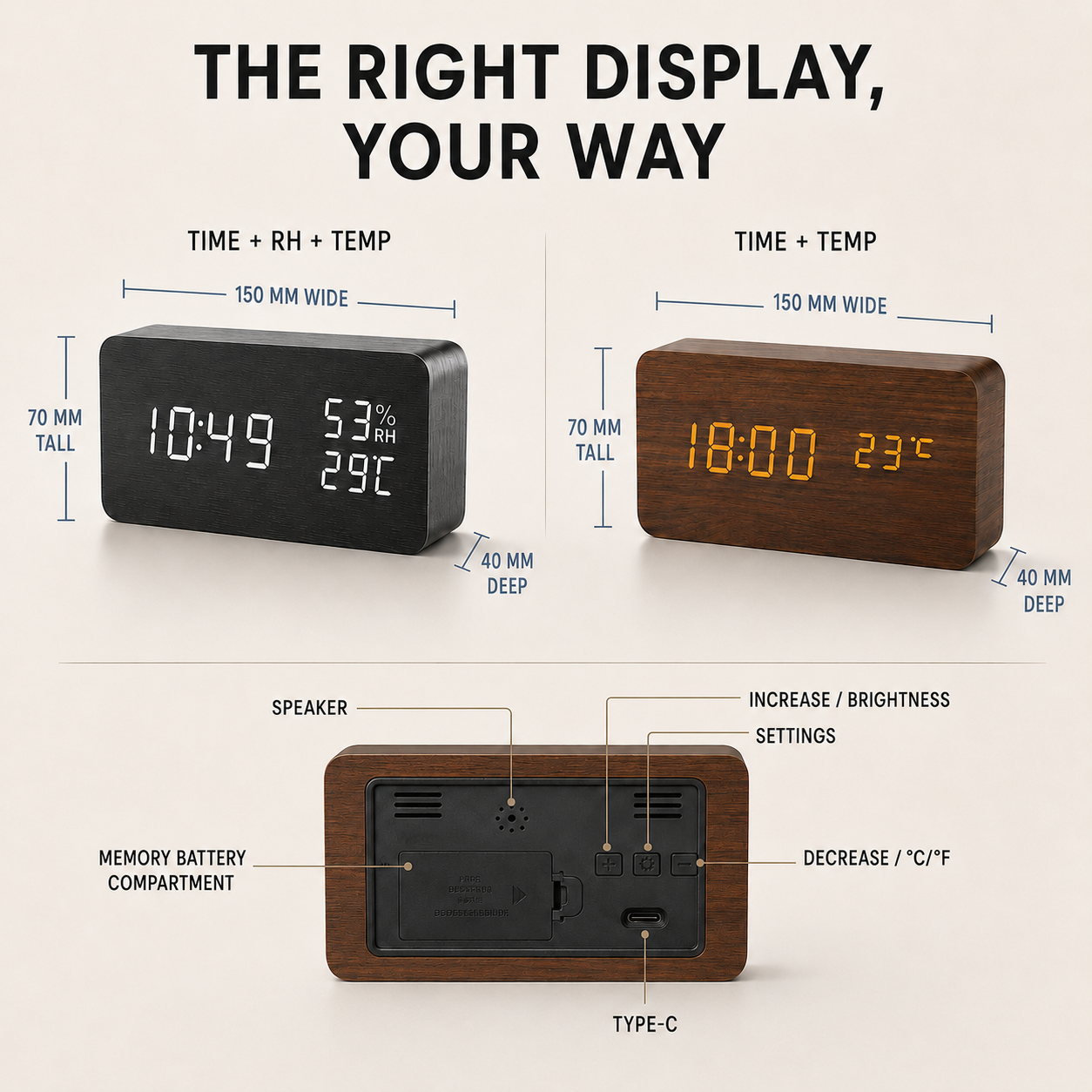 Nordspur | Woodverge Digital Wooden Tabletop Clock