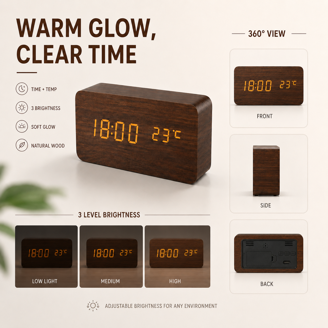 Nordspur | Woodverge Digital Wooden Tabletop Clock