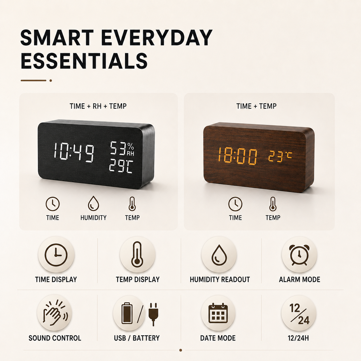 Nordspur | Woodverge Digital Wooden Tabletop Clock