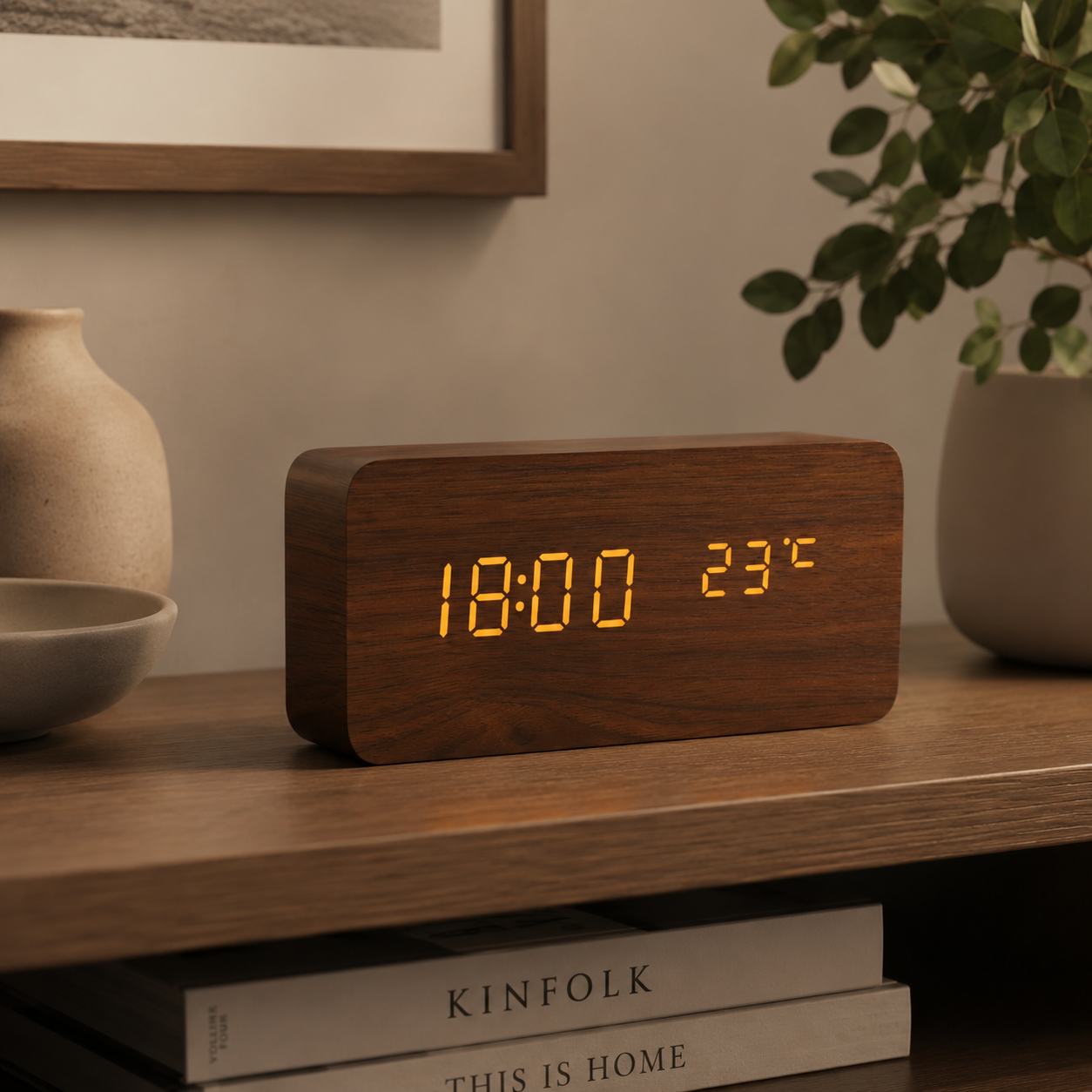 Nordspur | Timberlyte Wood Finish Digital Alarm Clock
