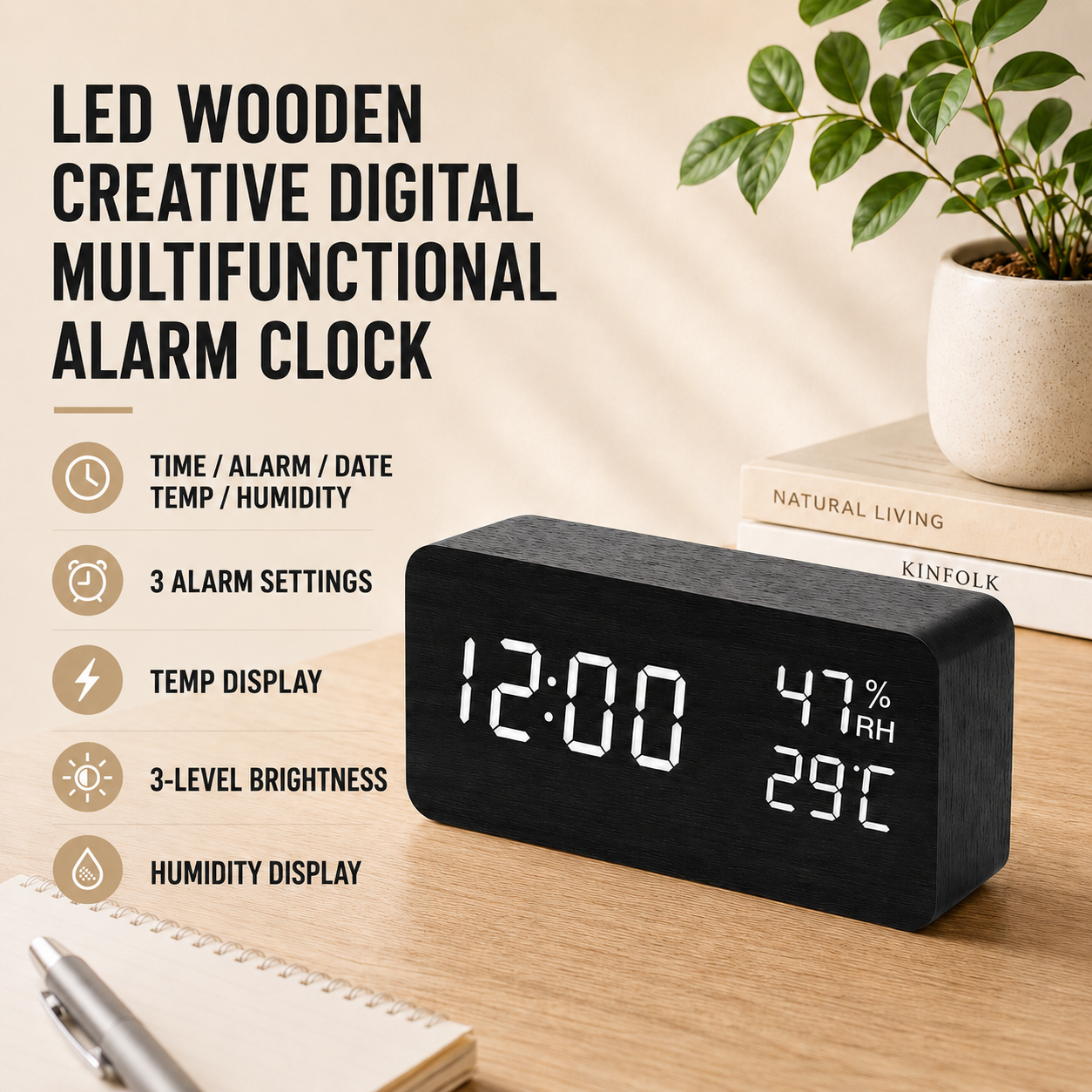 Nordspur | Woodverge Digital Wooden Tabletop Clock