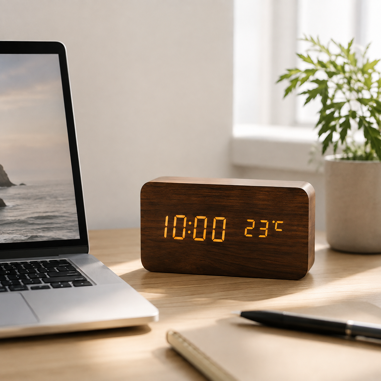 Nordspur | Timberlyte Wood Finish Digital Alarm Clock