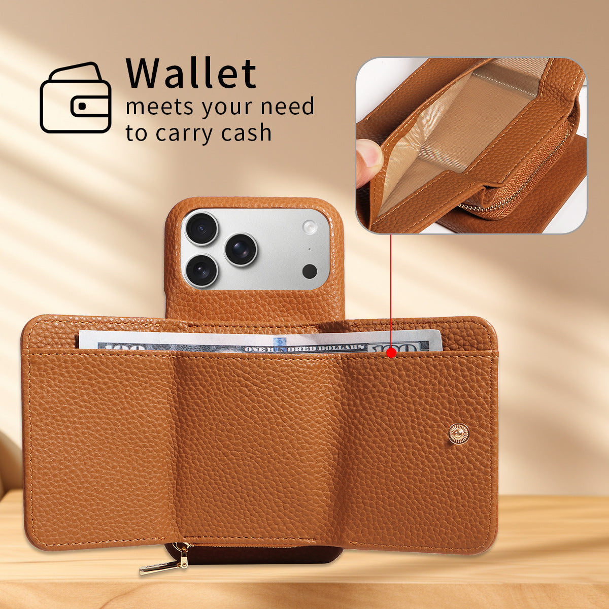 Premium Leather Crossbody Wallet Phone Case for iPhone