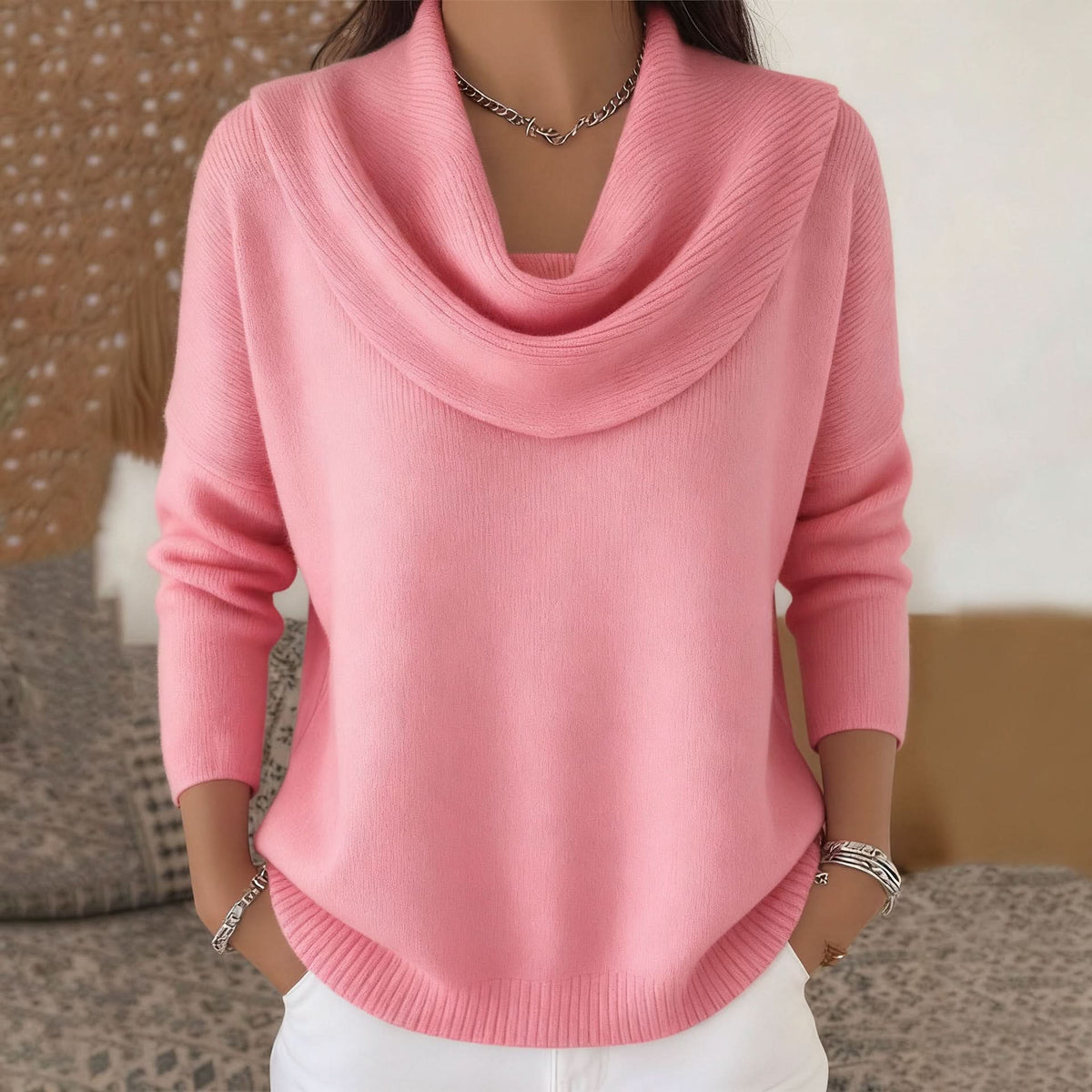 Women's Funnel Neck Relaxed Fit Sweater