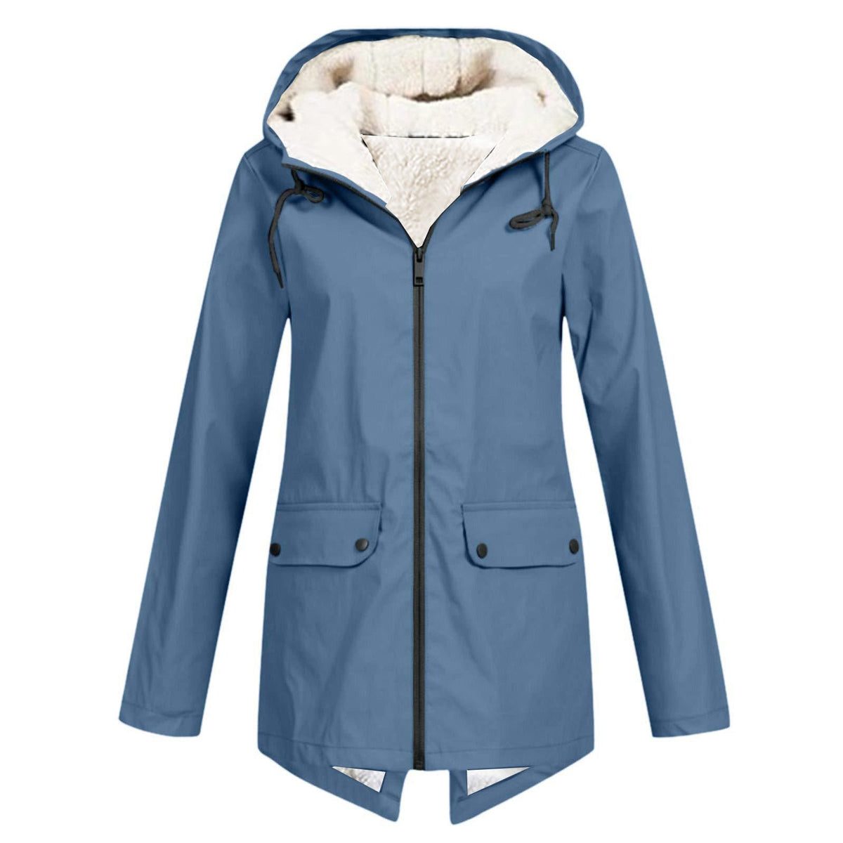 Women's Weatherproof and Lined Rain Jacket with Adjustable Hood Collar