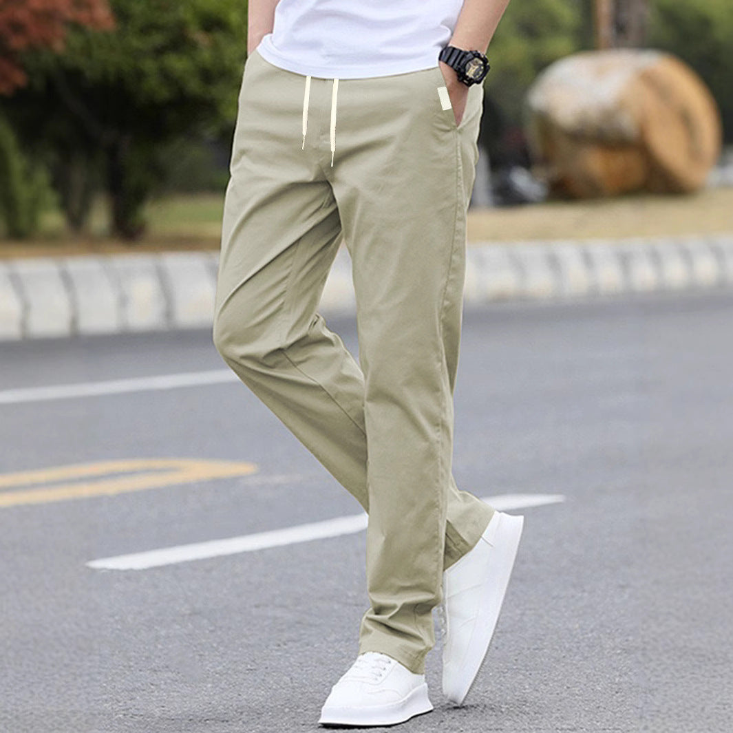 Men's Athletic Casual Trousers with Elastic Waistband and Modern Side Pockets