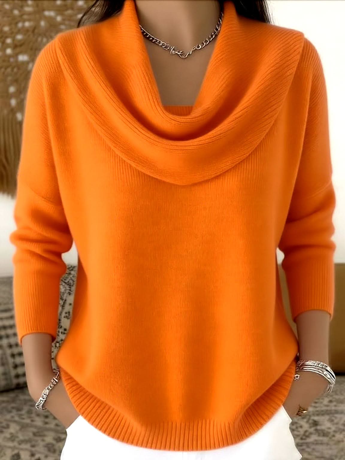 Women's Funnel Neck Relaxed Fit Sweater