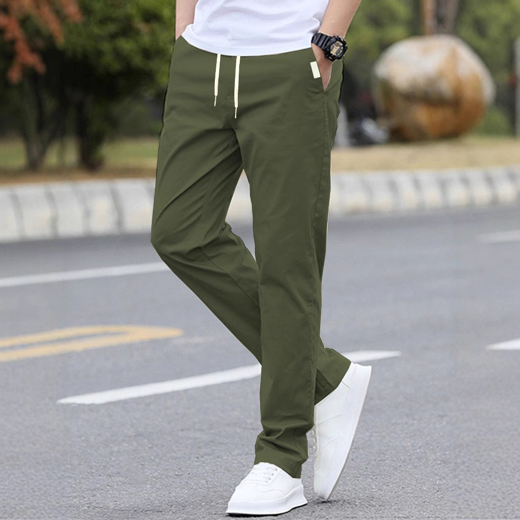 Men's Athletic Casual Trousers with Elastic Waistband and Modern Side Pockets