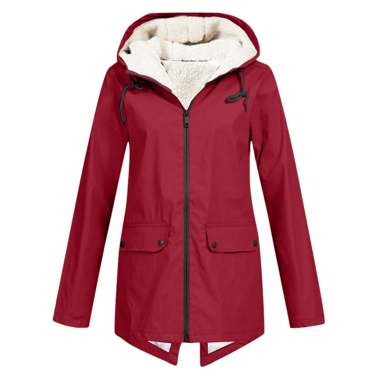 Women's Weatherproof and Lined Rain Jacket with Adjustable Hood Collar