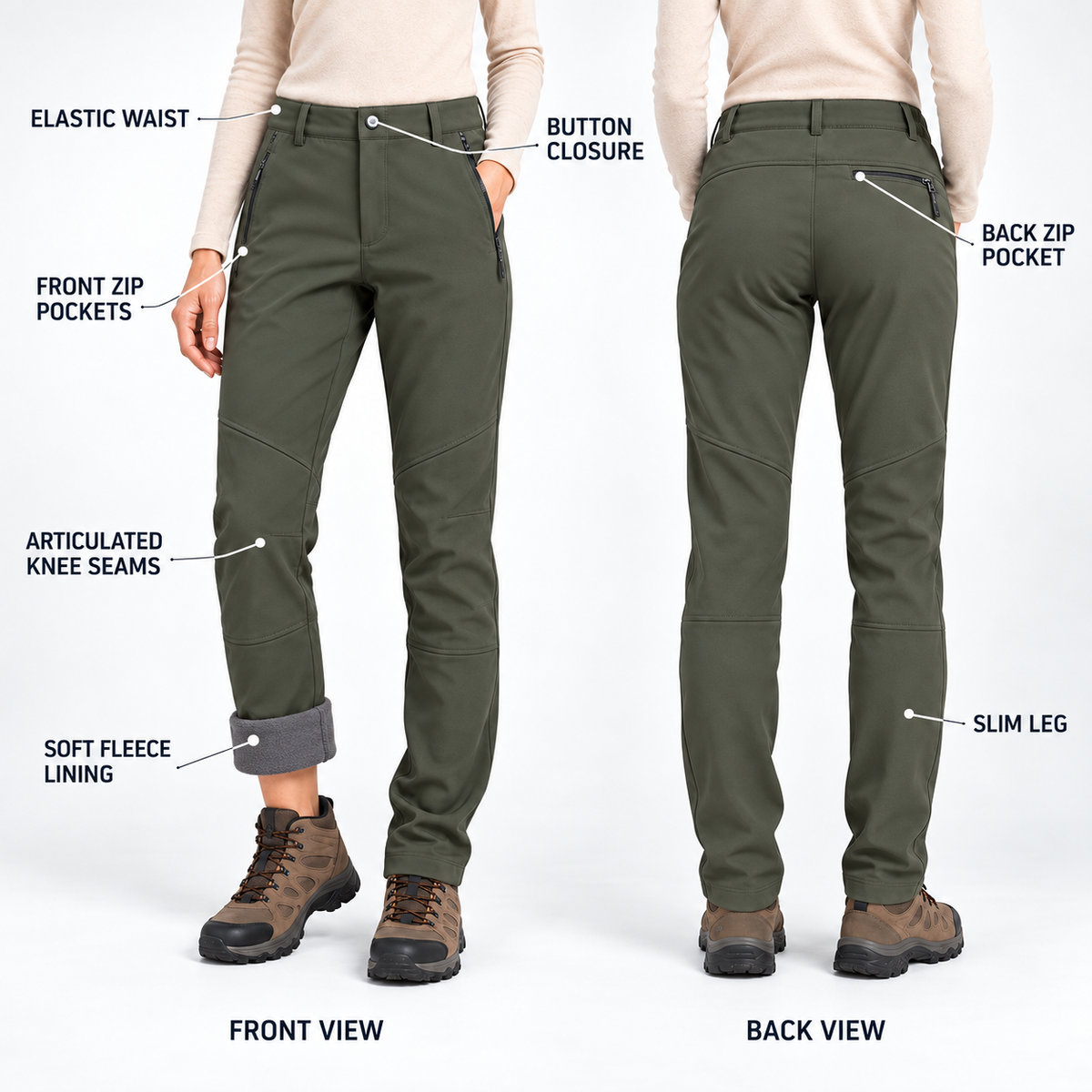 Nordspur | Frostline Slim Fit Fleece-Lined Outdoor Trousers
