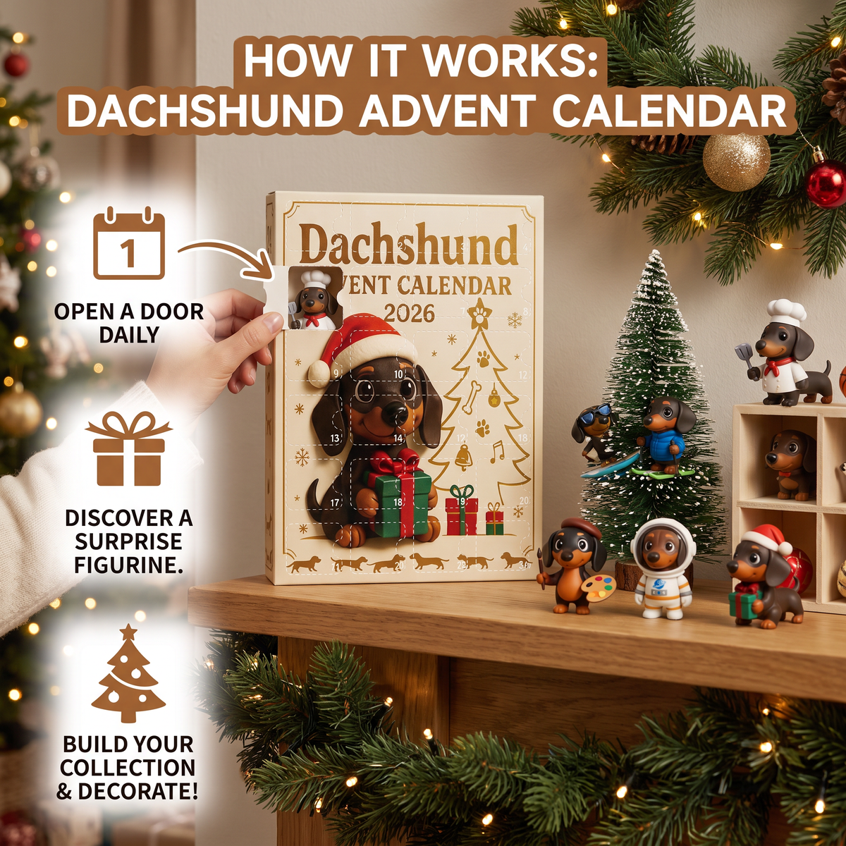24-Day Dachshund Advent Calendar with Surprise Figurines