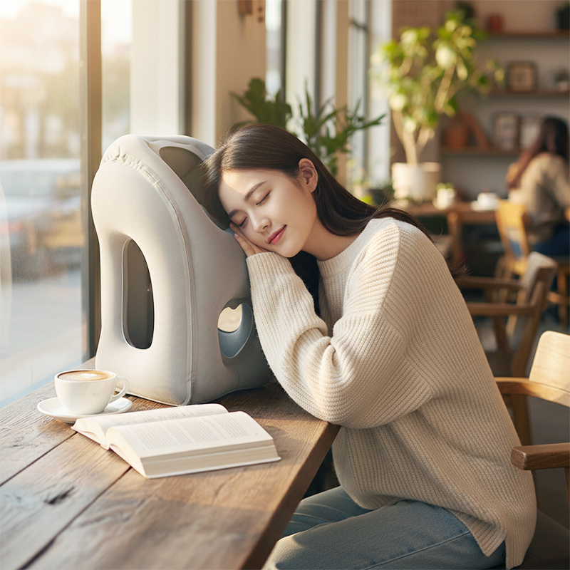 Portable Inflatable Ergonomic Travel Pillow – 360° Neck Support & 45° Perfect Angle for Travel