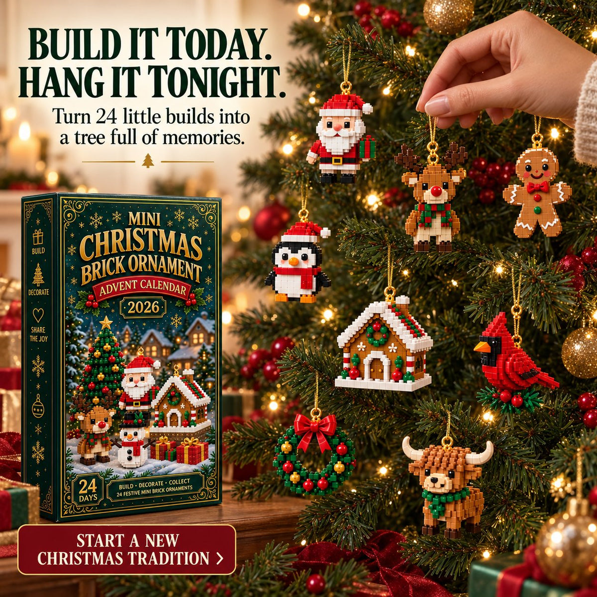 Plimora | Non Food Advent Calendar - 24 Mini Building Sets to Build and Hang