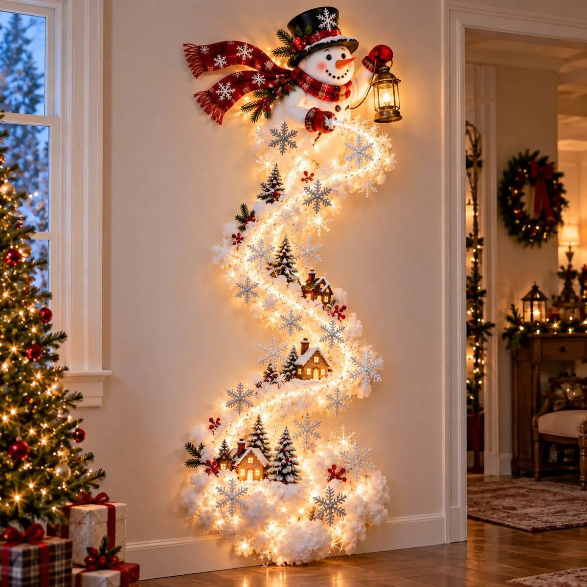 Illuminated Christmas Wall Decoration with Light Trail, 5 Designs