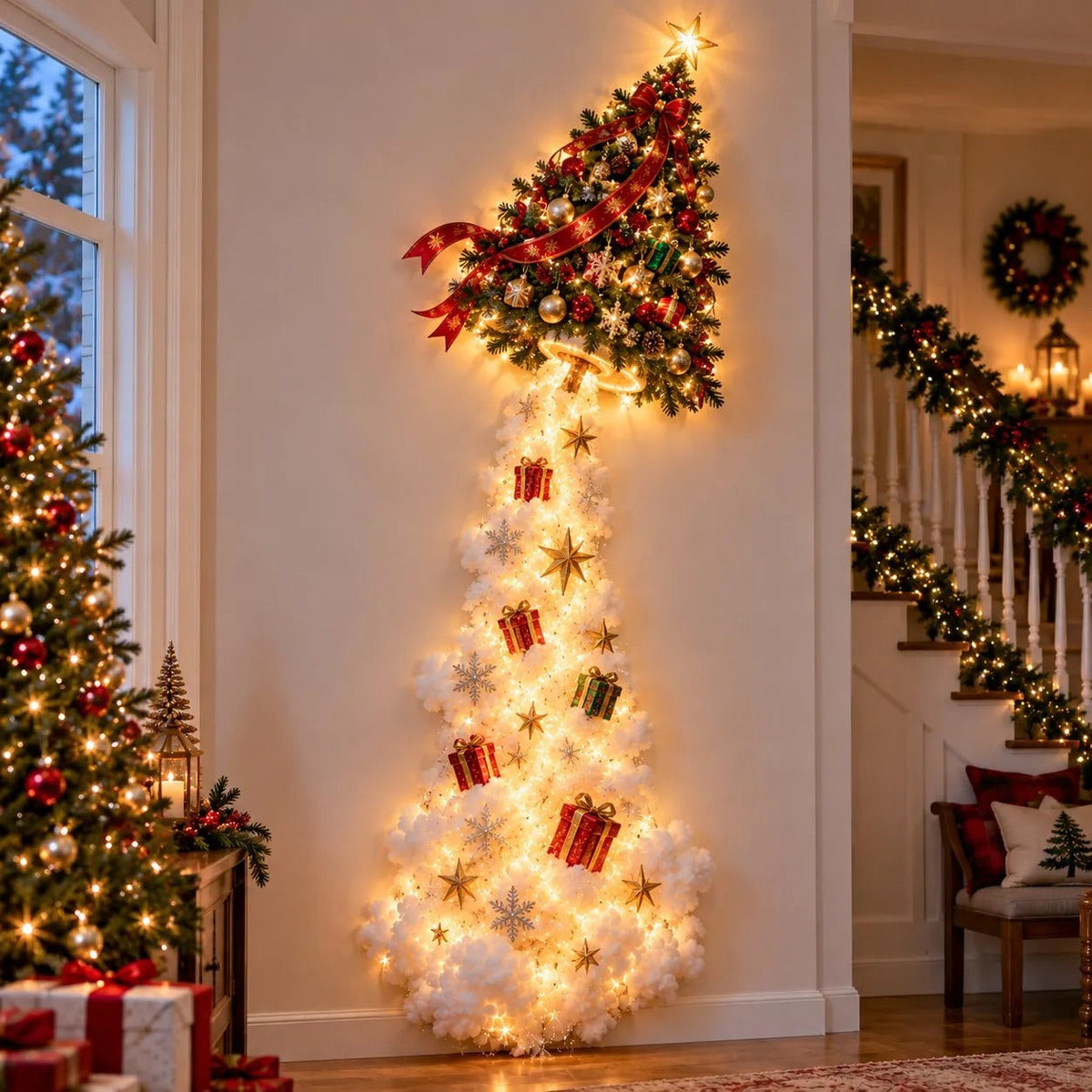 Illuminated Christmas Wall Decoration with Light Trail, 5 Designs